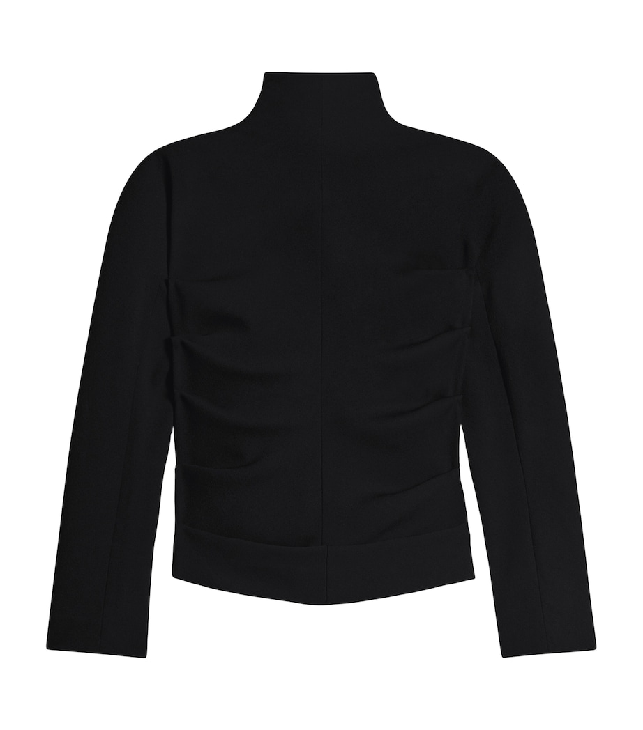 Schiaparelli Womens Wool-Blend Pleated High-Neck Blazer Nude Image 4