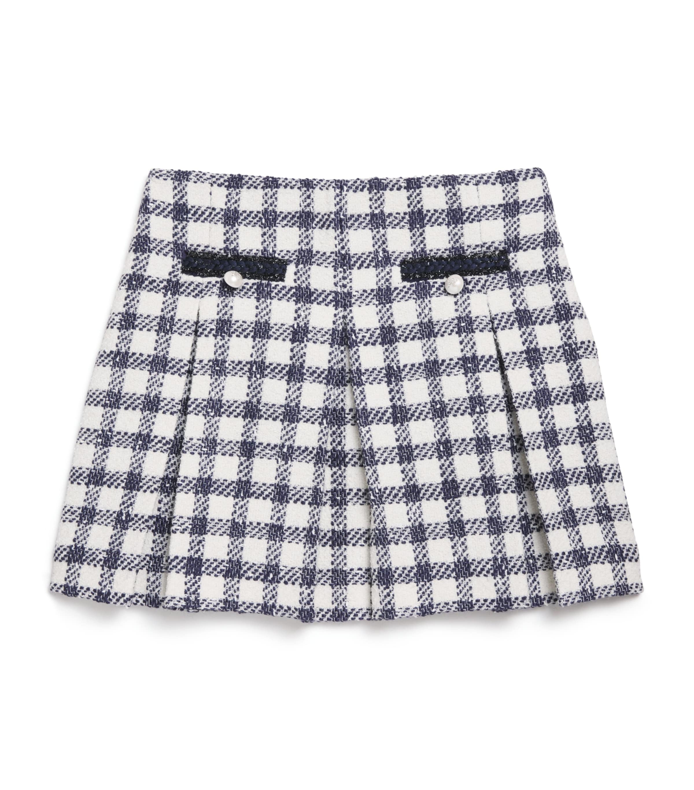 Self-Portrait Kids Check Bouclé Skirt (3-12 Years) Navy Image 1
