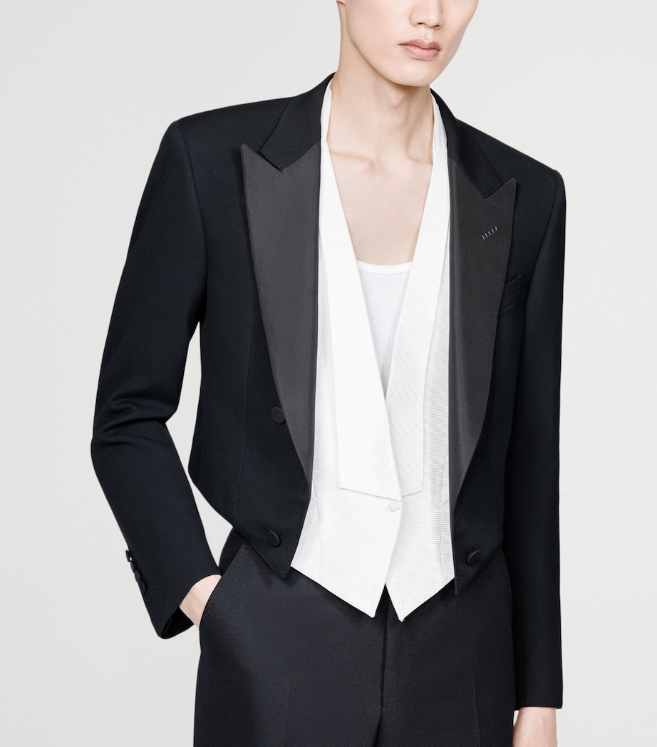 TOM FORD Mens Virgin-Wool Cropped Evening Jacket Naa Image 3