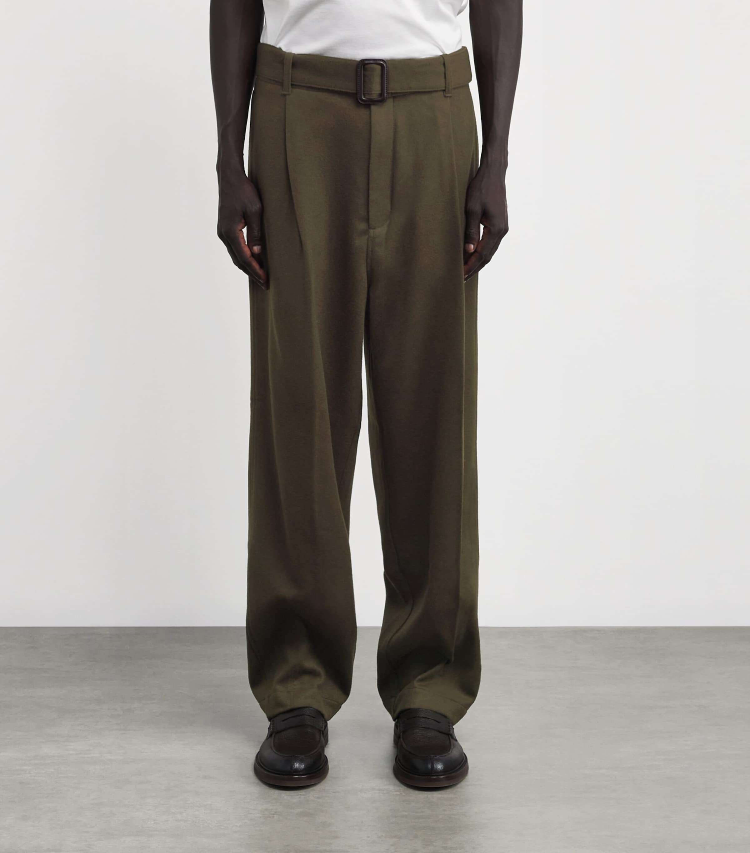 Virgin Wool-Cashmere Belted Trousers U7001 Image 3