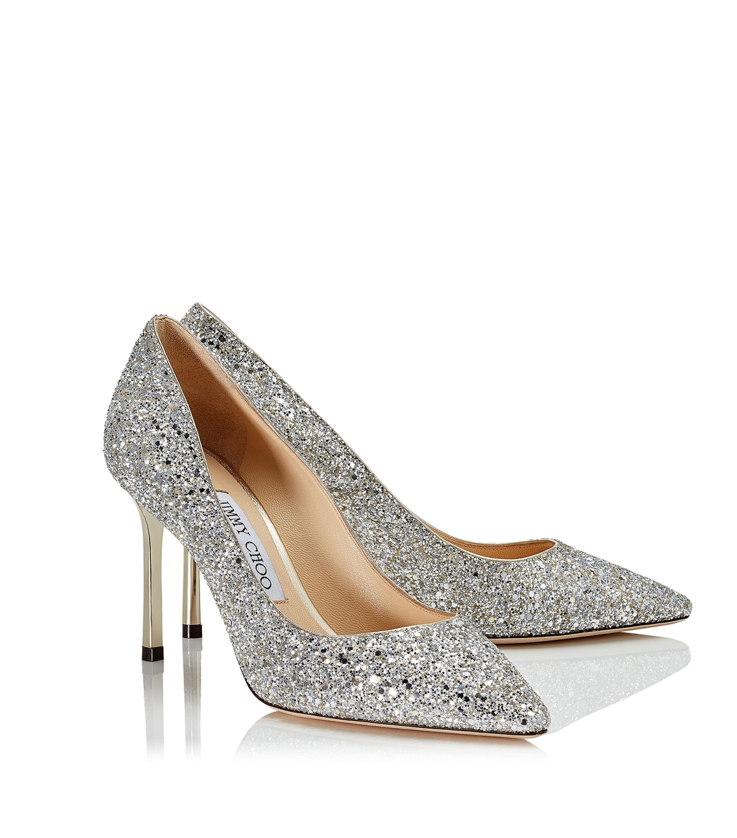 【レアカラー 】JIMMY CHOO ROMY 85 シルバー Silver Romy 85 Heels by Jimmy Choo on Sale