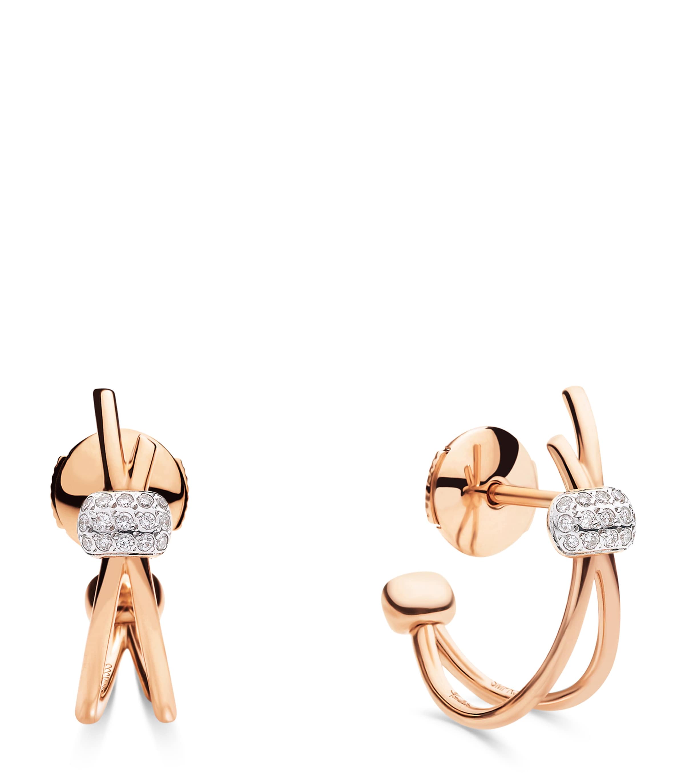 Pomellato Rose Gold And Diamond  Together Hoop Earrings