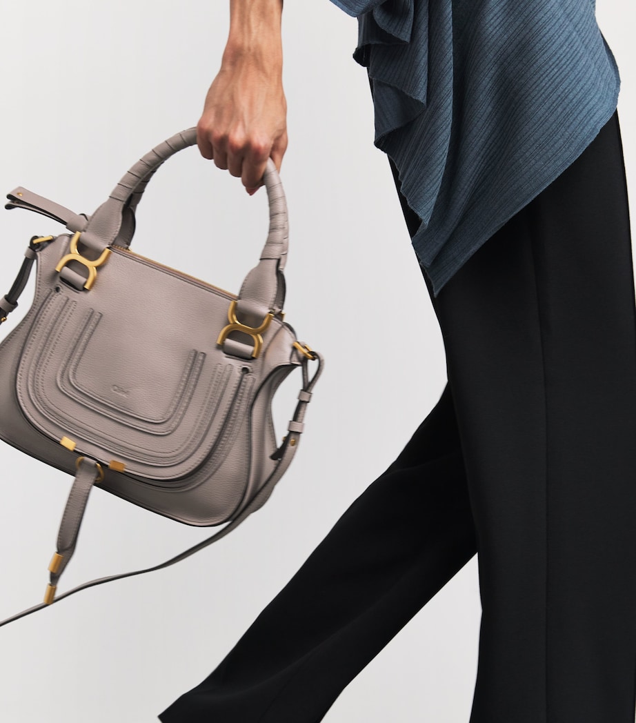 Small Leather Marcie Top-Handle Bag TWILIGHT PURPLE Image 5