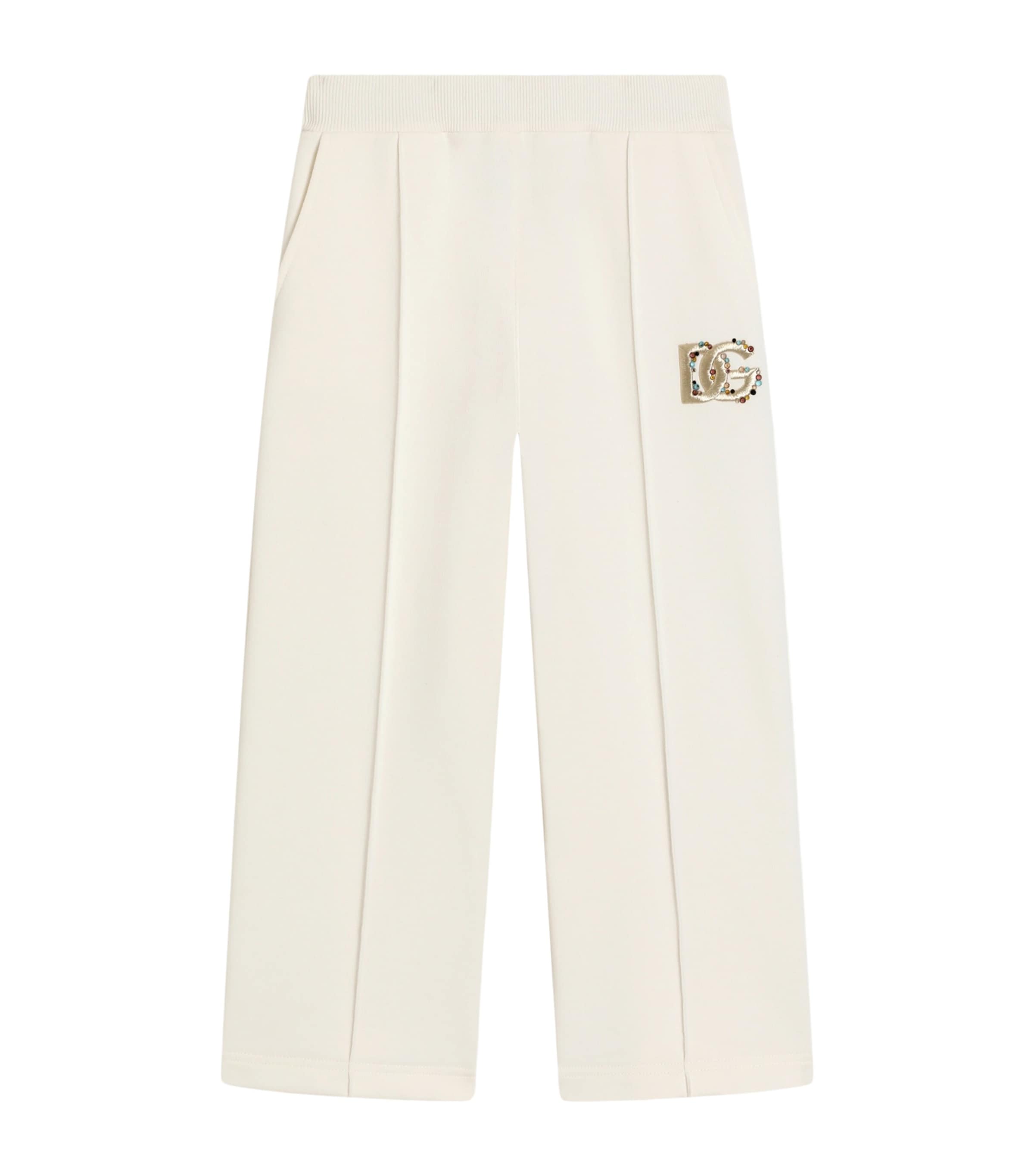 Dolce&Gabbana Kids Cotton DG Sweatpants (8-12+ Years) Natural White Image 1