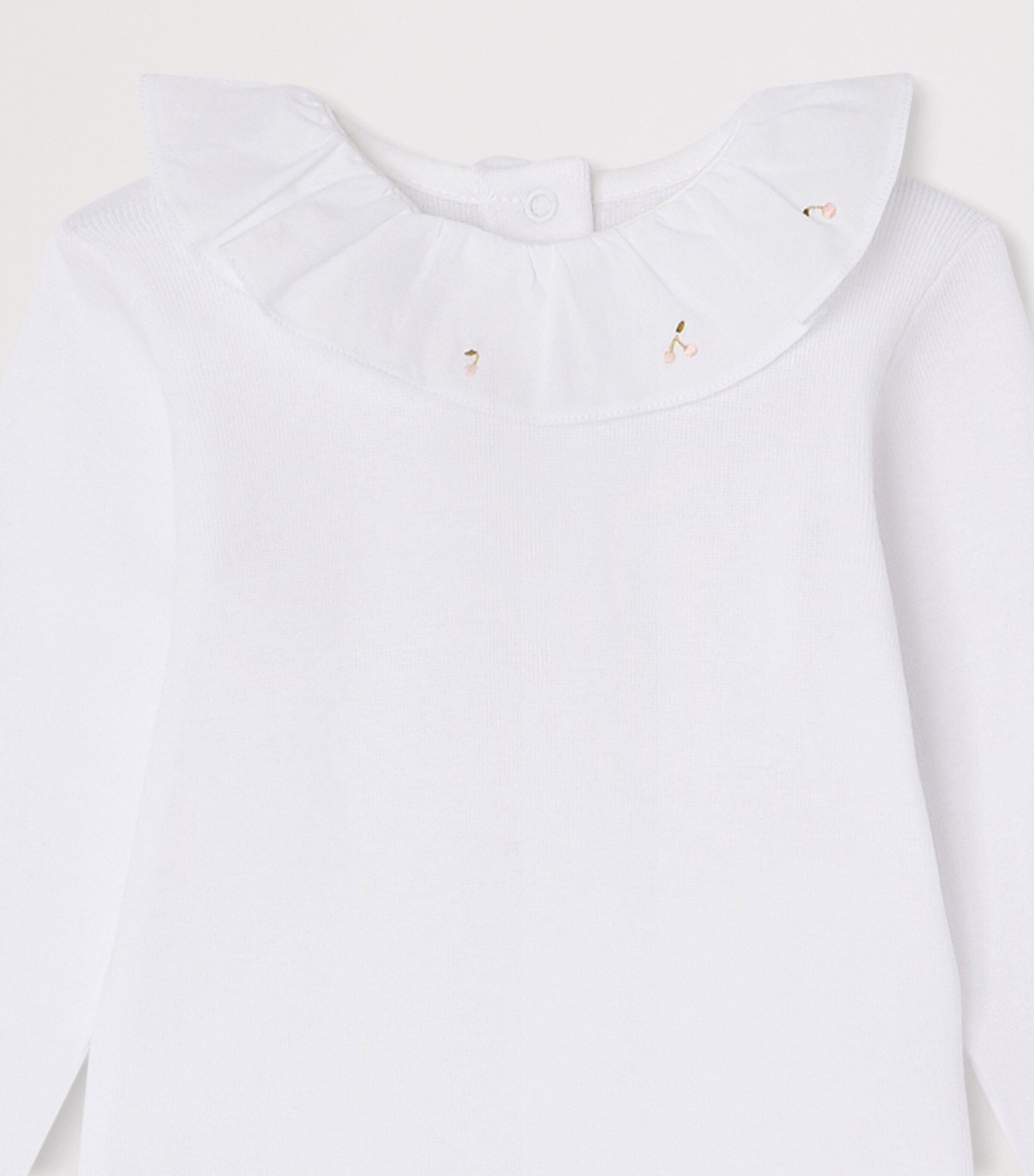 Bonpoint Organic Cotton Ruffled Bodysuit (1-36 Months) Blanc Naturel Image 3