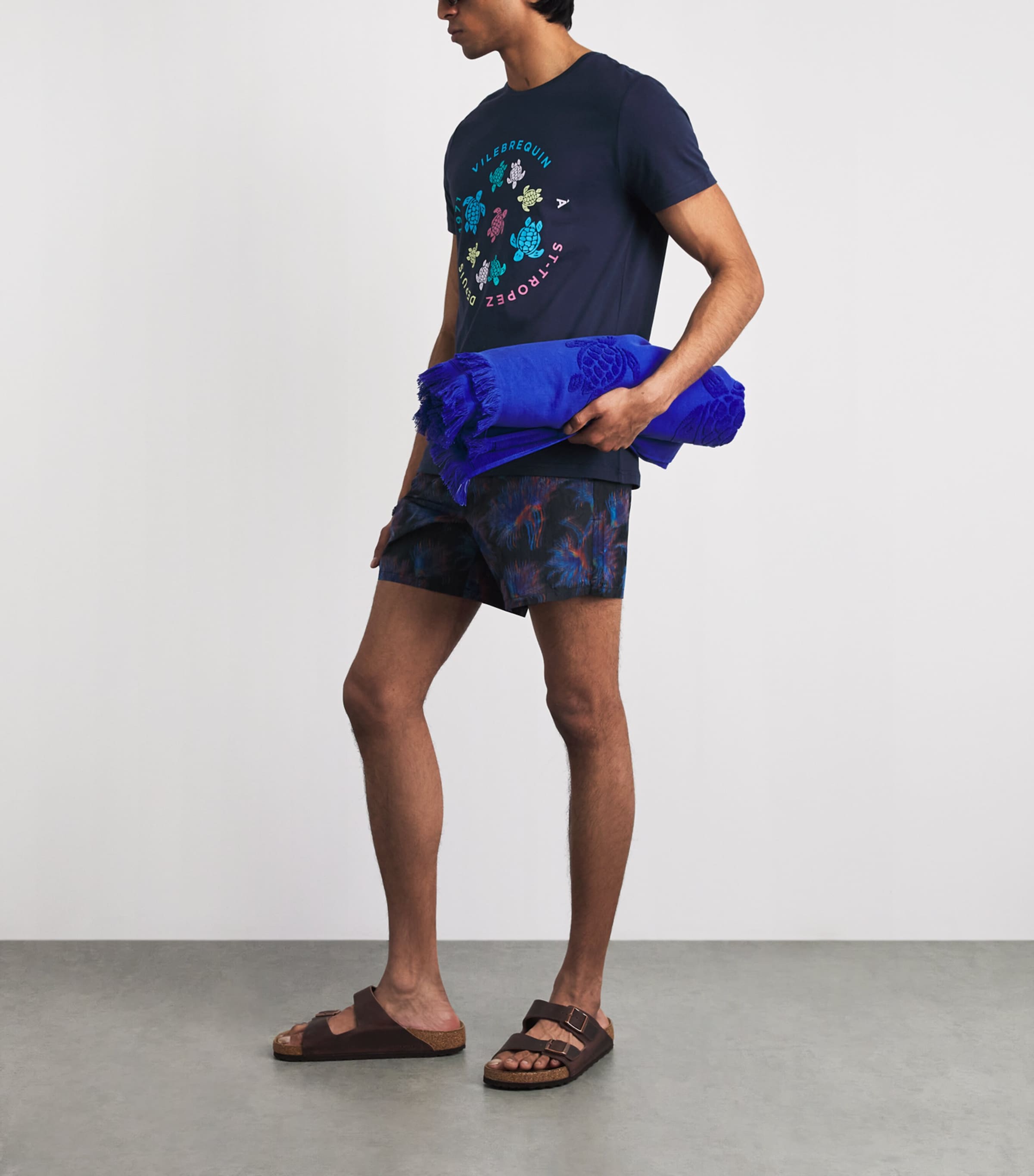 Vilebrequin Mens Cotton Logo Turtle T-Shirt Bleu Marine Image 2