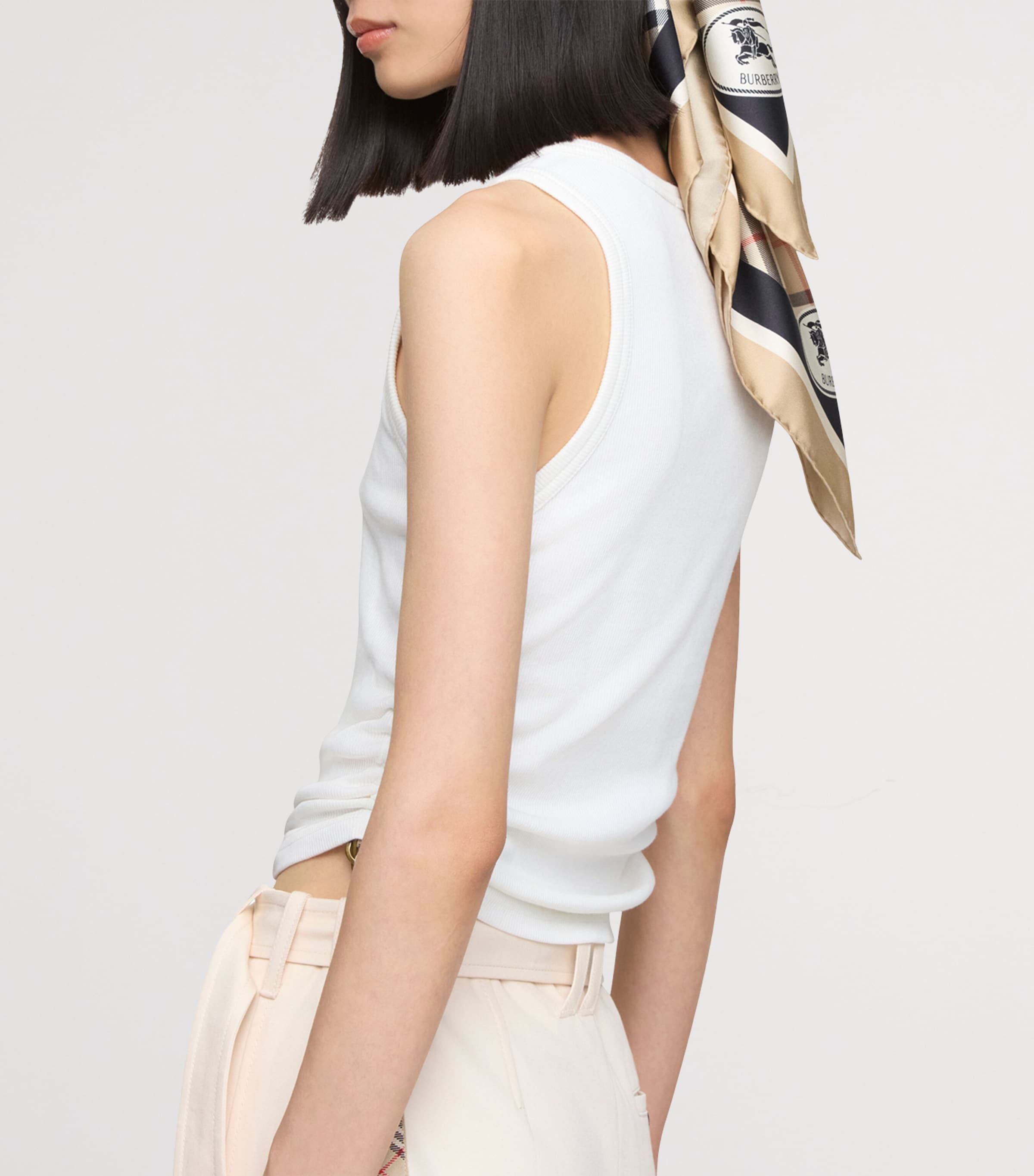 Silk Check Scarf SAND Image 4