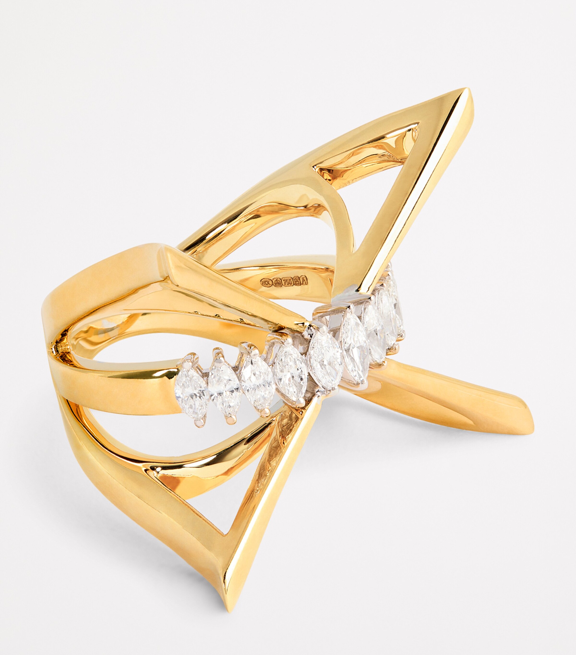 Mixed Gold and Diamond Cross Ring MIXED GOLD Image 4