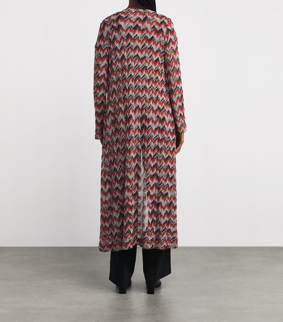 Zigzag Open-Front Cardigan S4175 RED/BLACK Image 3