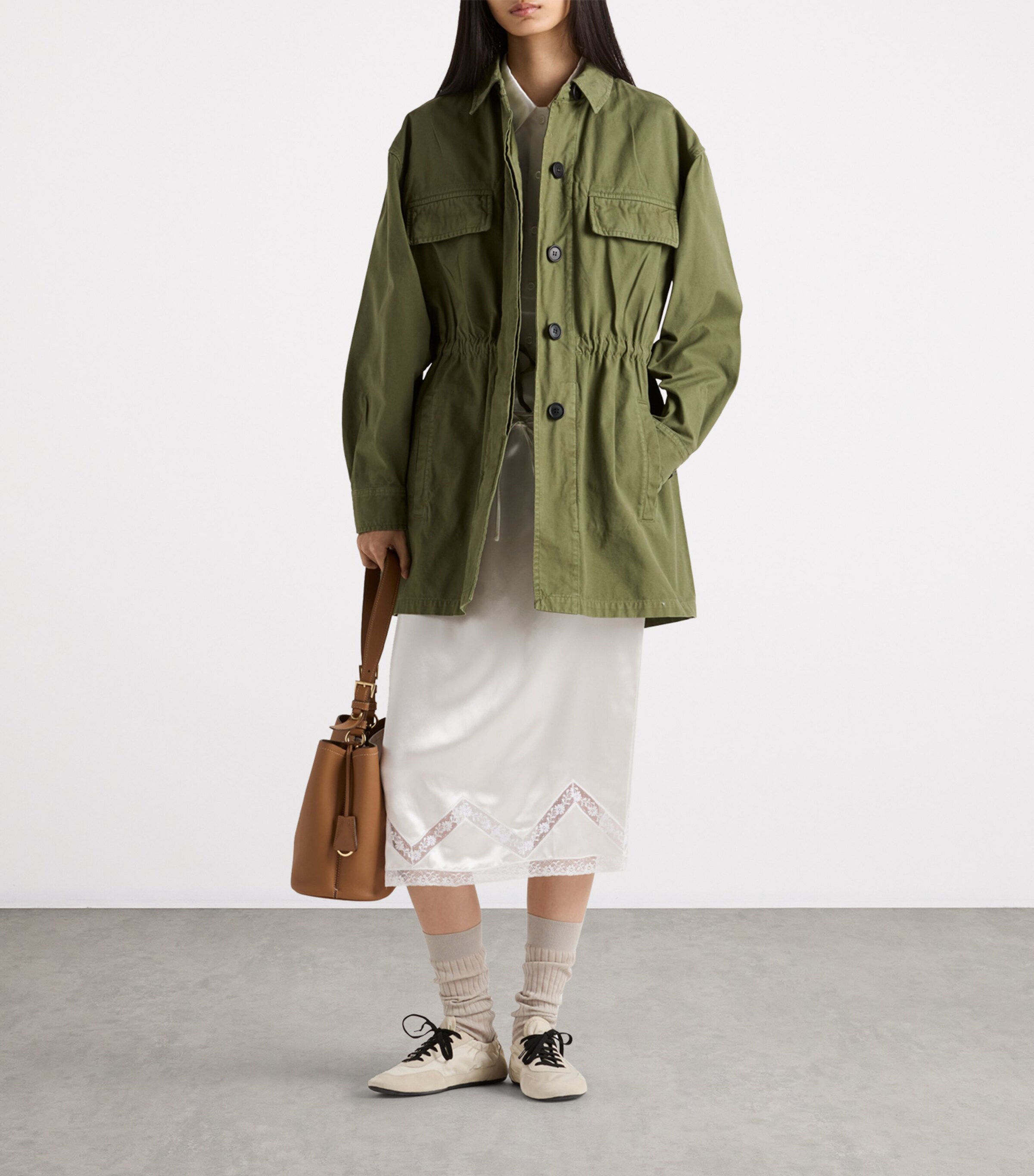 ジャケット・アウター PRADA long coat cotton size40 Prada Green Cotton Old Panama Jacket | Harrods UK