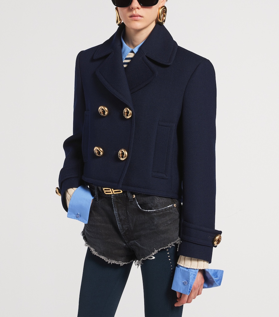 Balenciaga Womens Wool Cropped Pea Coat Image 5
