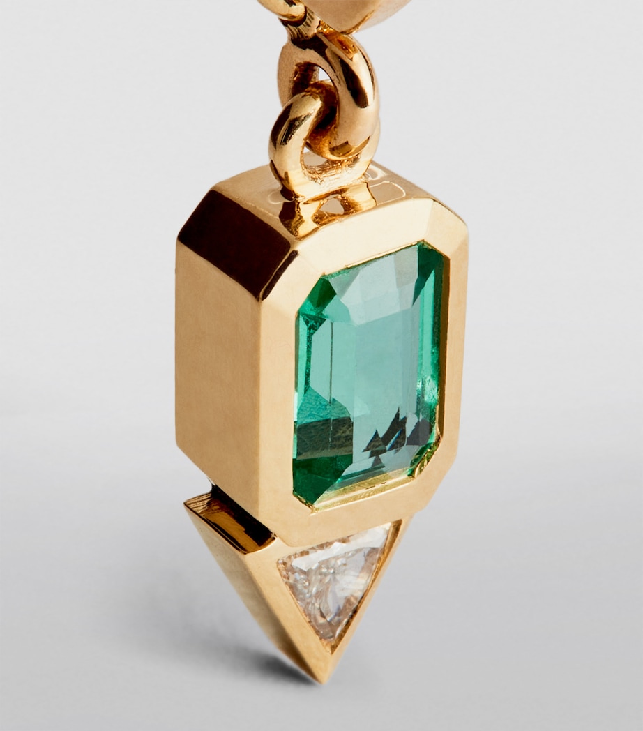 Yellow Gold, Diamond and Emerald Charm GREEN Image 5