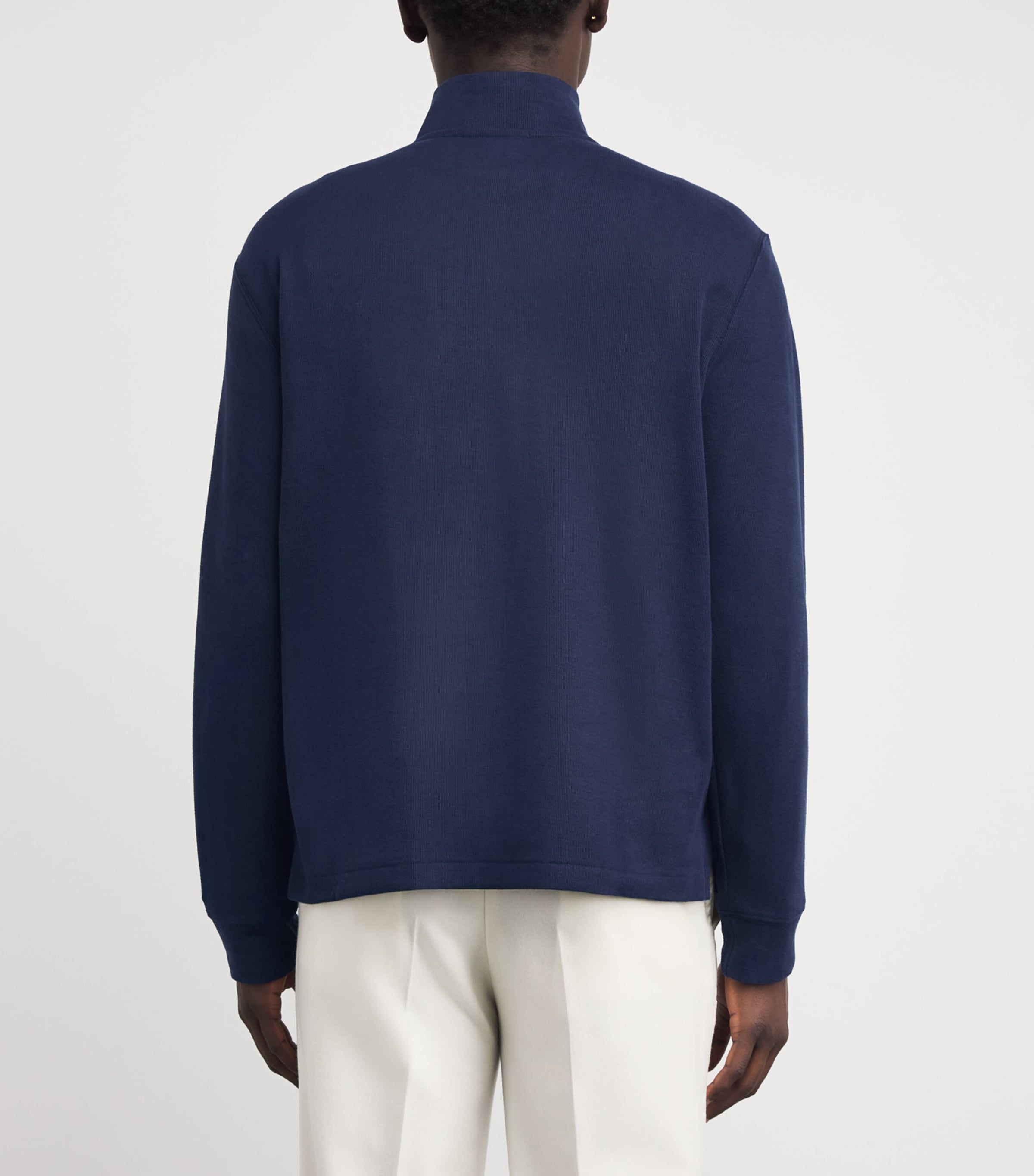 Polo Ralph Lauren Mens Cotton Quarter-Zip Sweatshirt Navy Image 4