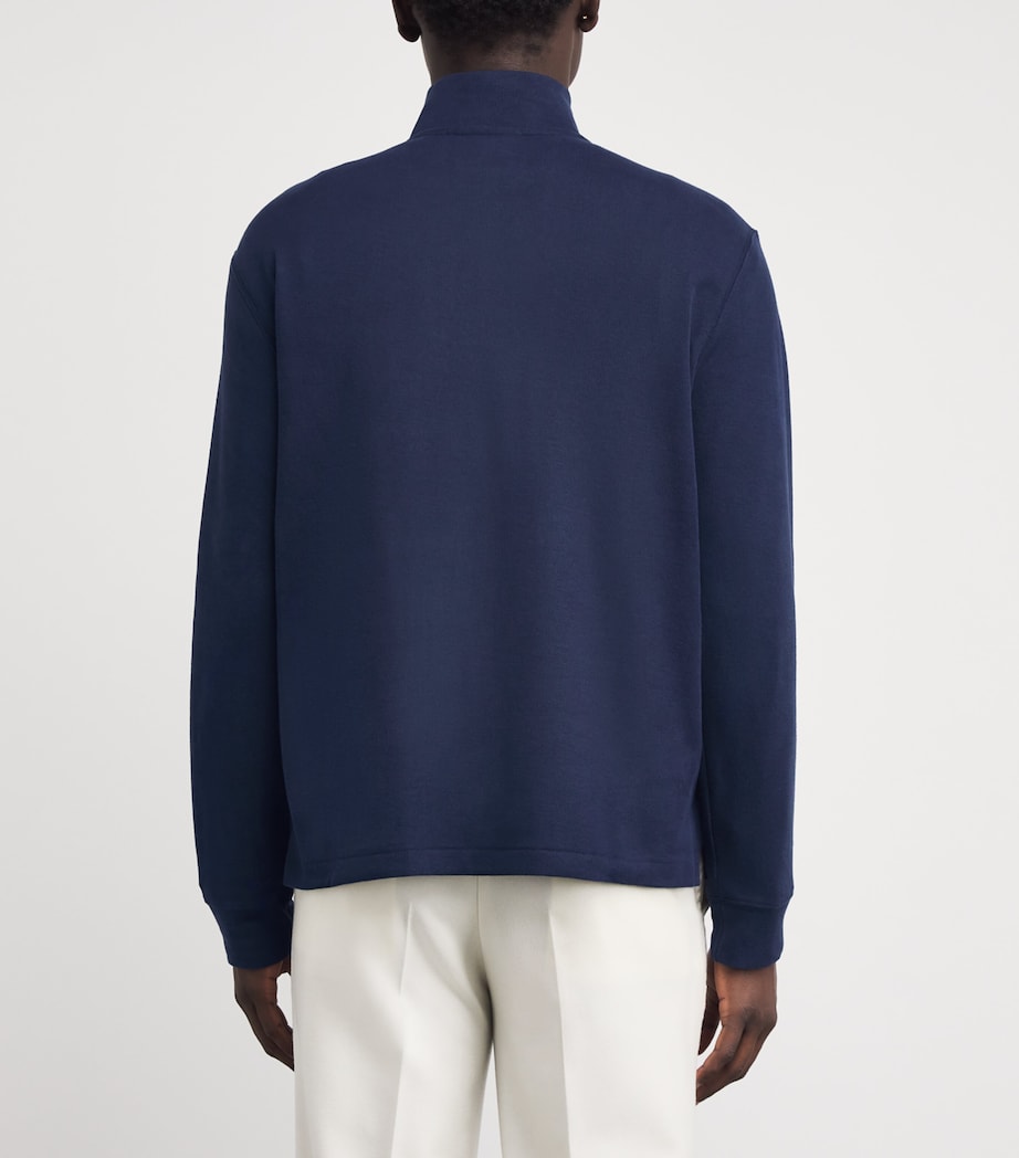 Polo Ralph Lauren Mens Cotton Quarter-Zip Sweatshirt Navy Image 4
