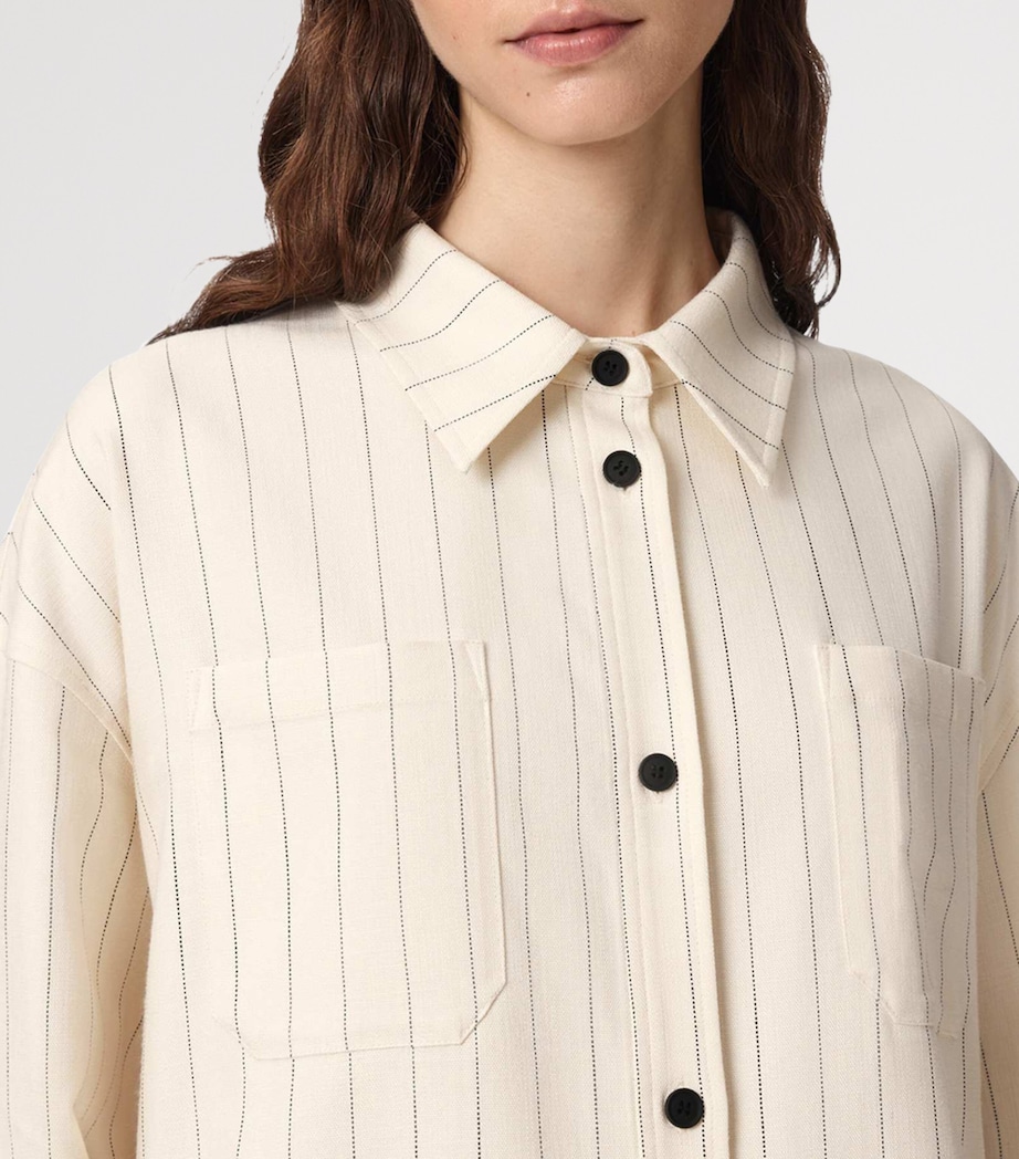 AllSaints Womens Stripe Olga Shirt Cream White Image 6