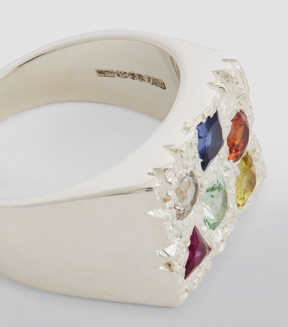 Sterling Silver and Sapphire Cottage Rose Garden Signet Ring SILVER (925) Image 6