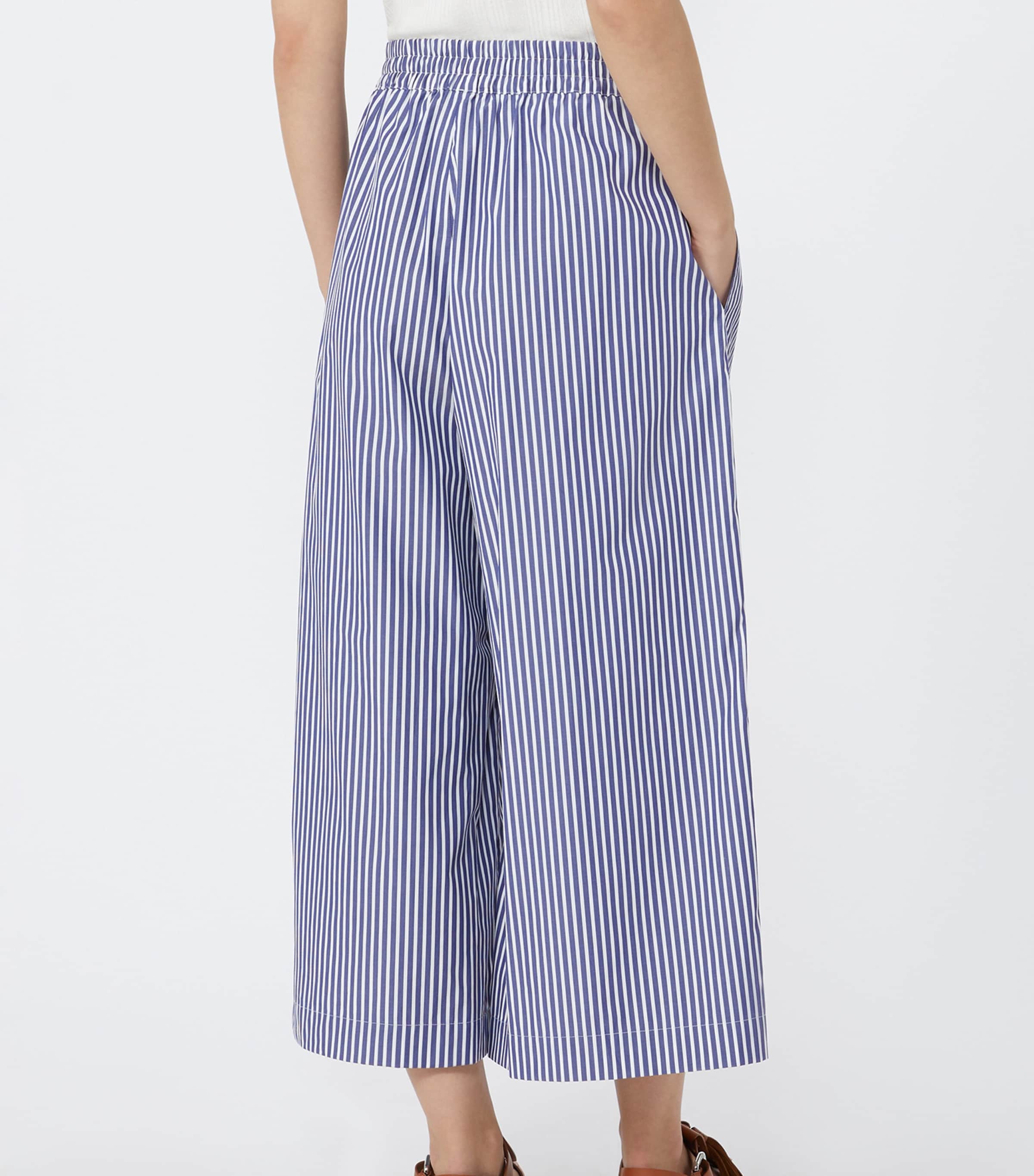 Weekend Max Mara Womens Stripe Wide-Leg Trousers Navy Image 4