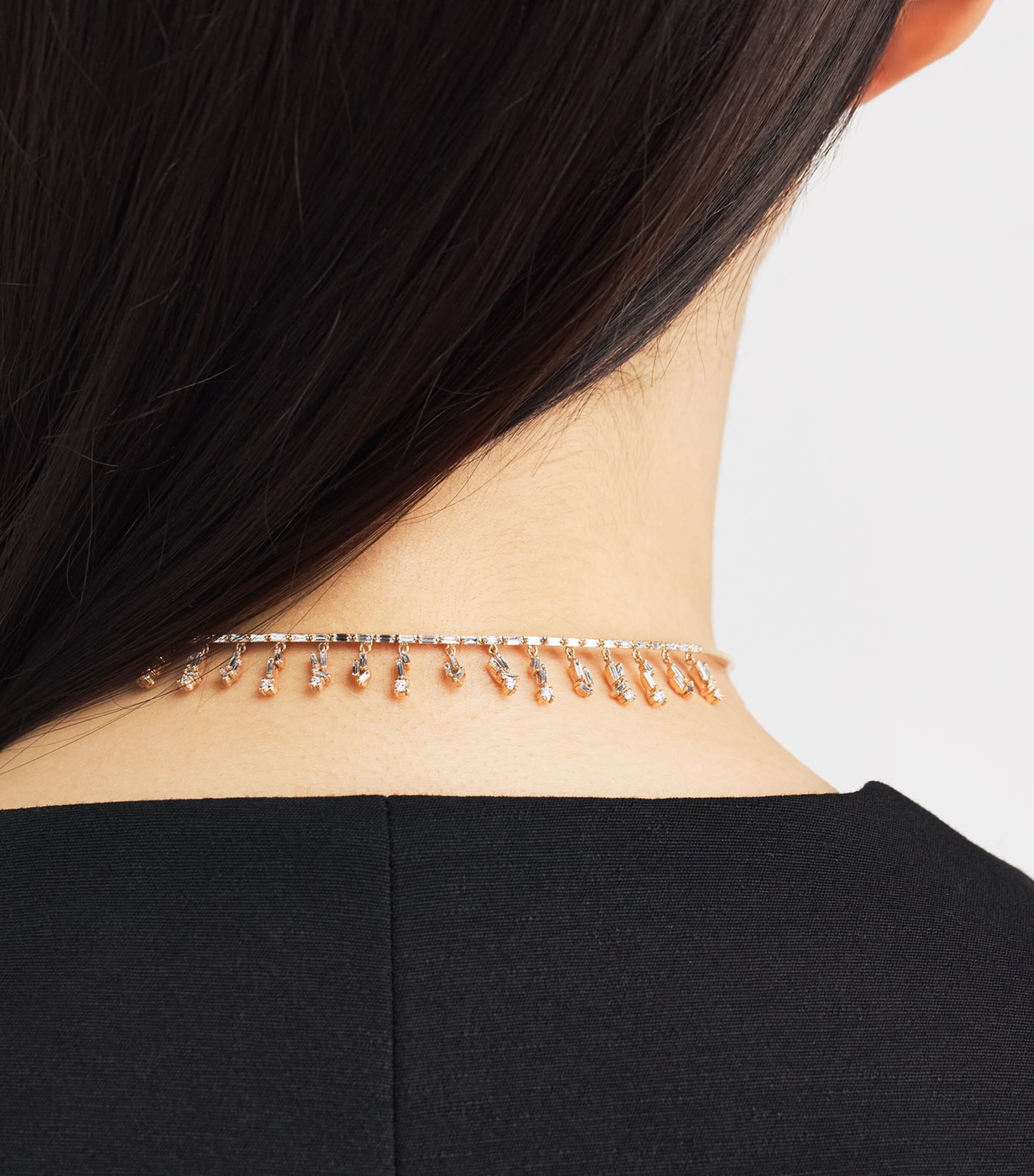 Suzanne Kalan Rose Gold and Diamond Classic Fireworks Thin Cascade Choker Rg/wd Image 4