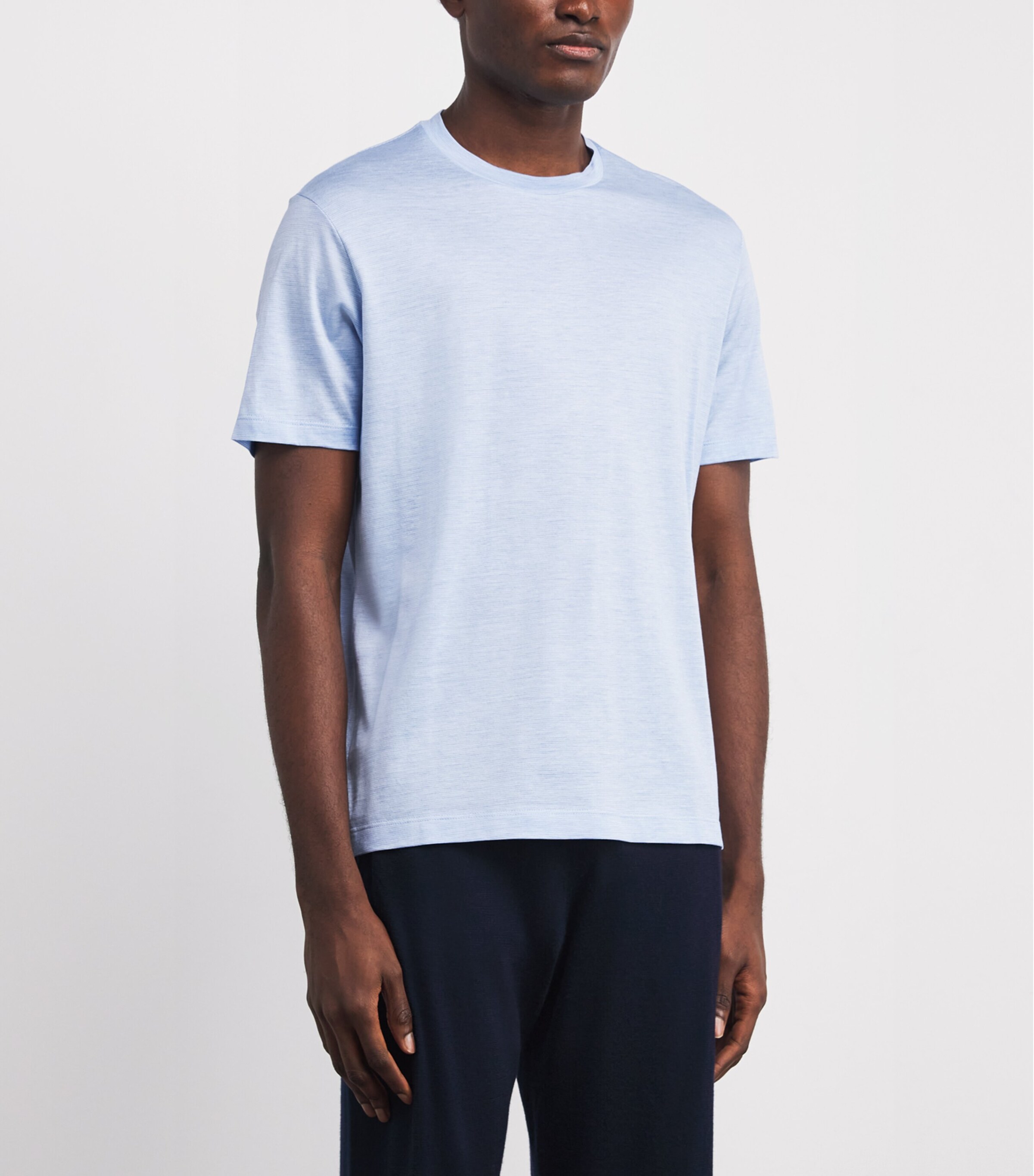 Cotton-Silk Stripe T-Shirt 130 WHITE LIGHT BLUE Image 3