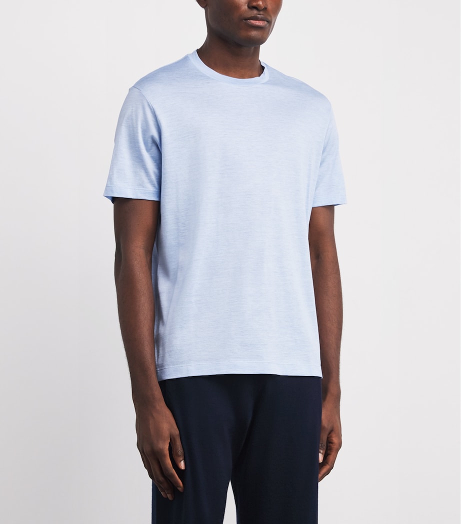 Cotton-Silk Stripe T-Shirt 130 WHITE LIGHT BLUE Image 3