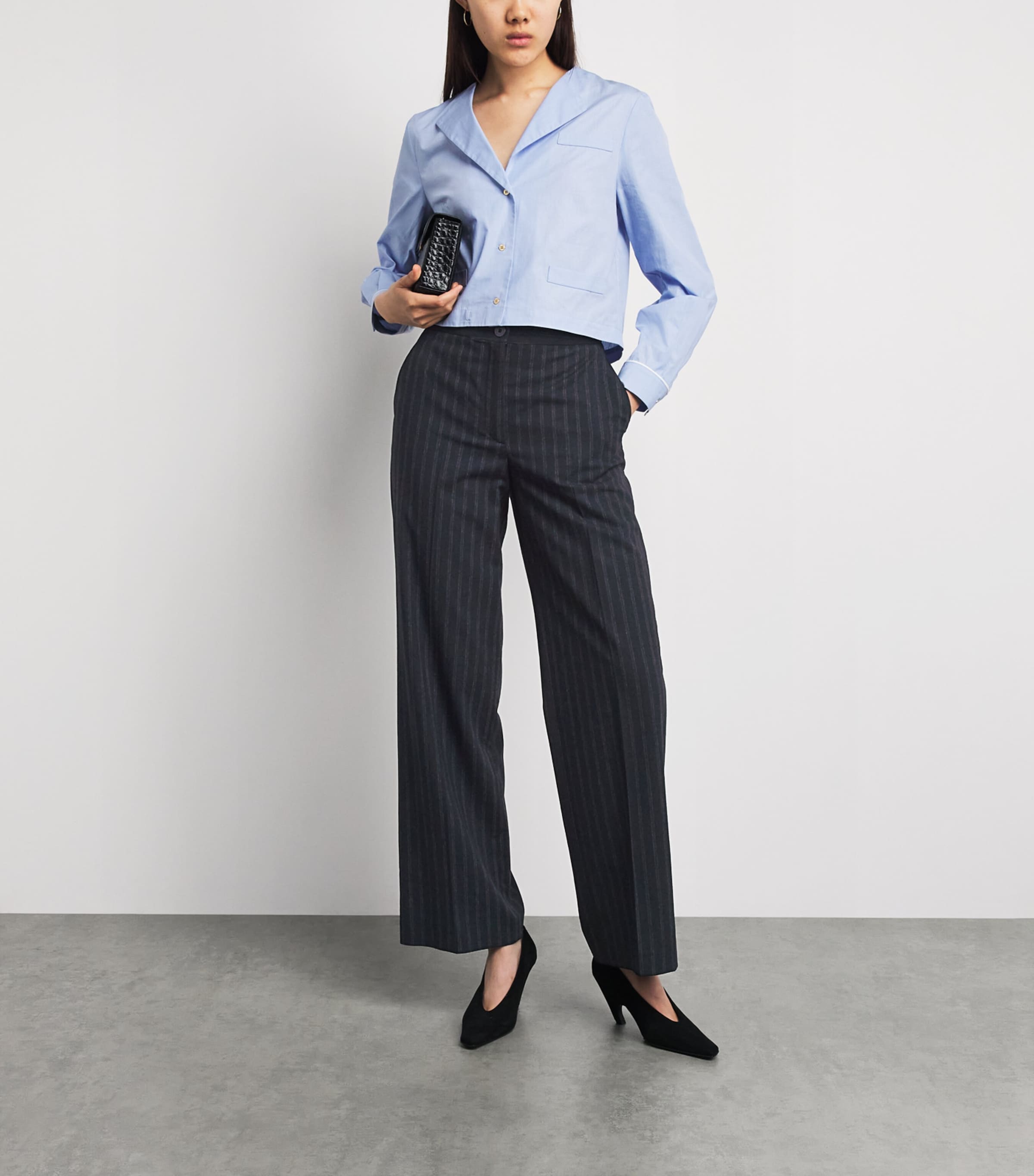 Claudie Pierlot Womens Wool-Blend Pinstripe Tailored Trousers Dual Color Image 2