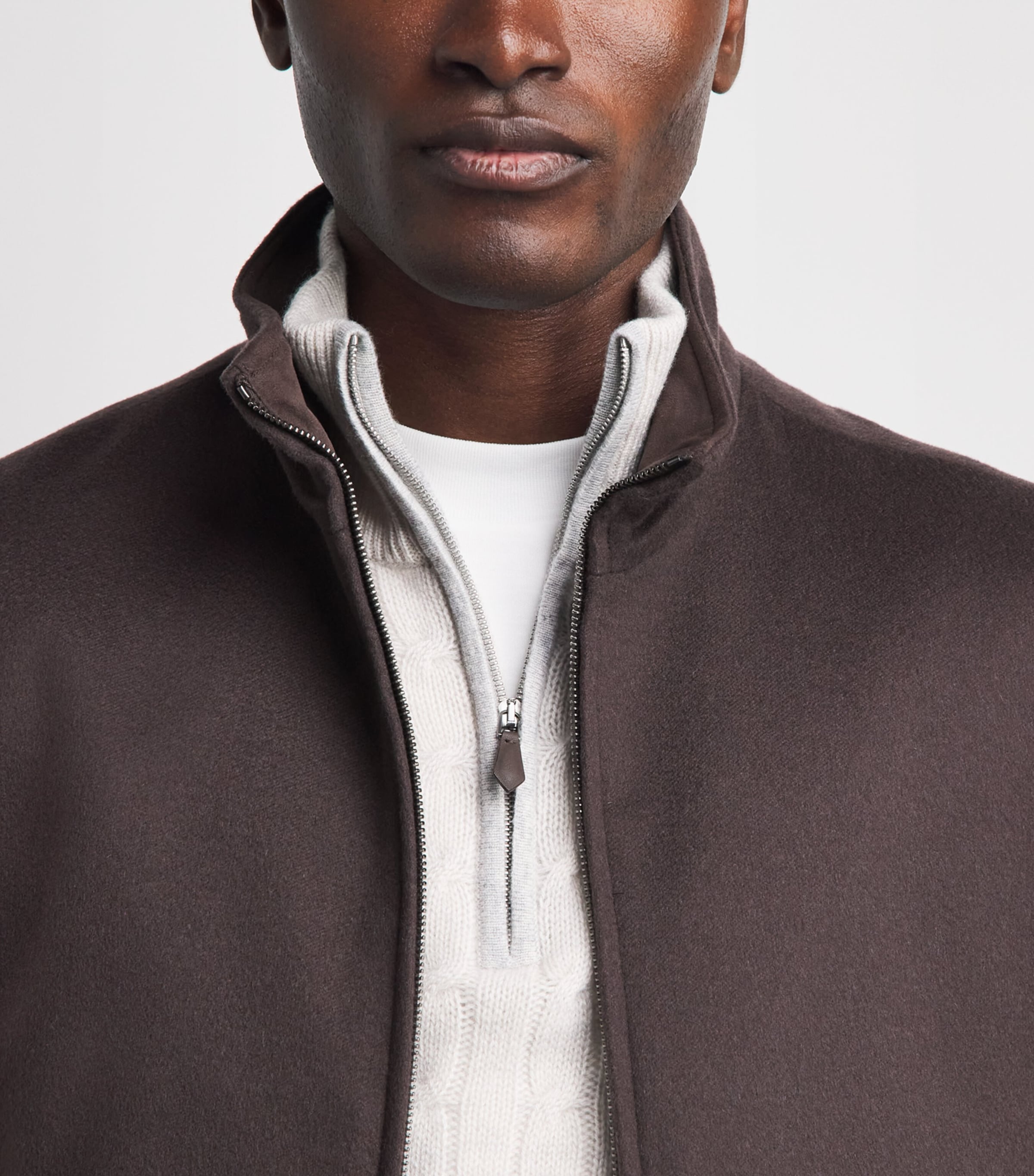 Herno Mens Wool-Cashmere Gilet Marrone Scuro Image 3