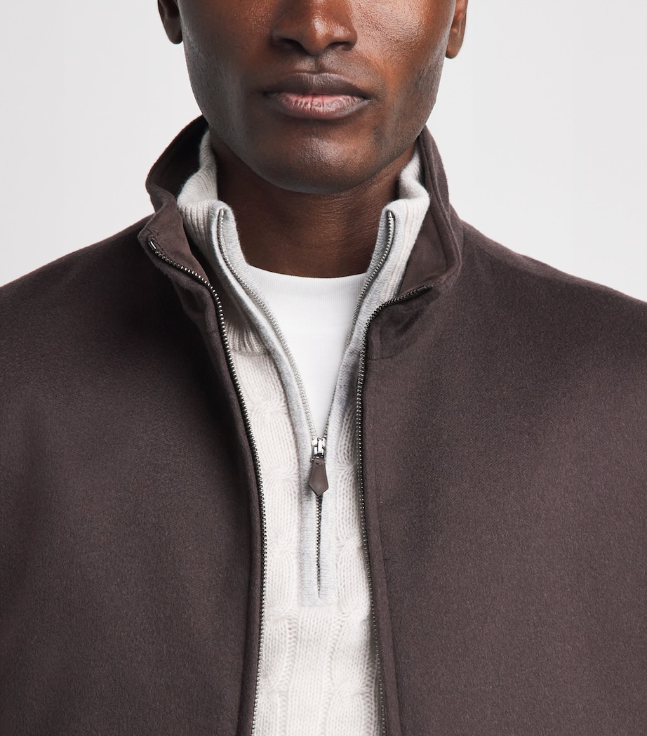 Herno Mens Wool-Cashmere Gilet Marrone Scuro Image 3