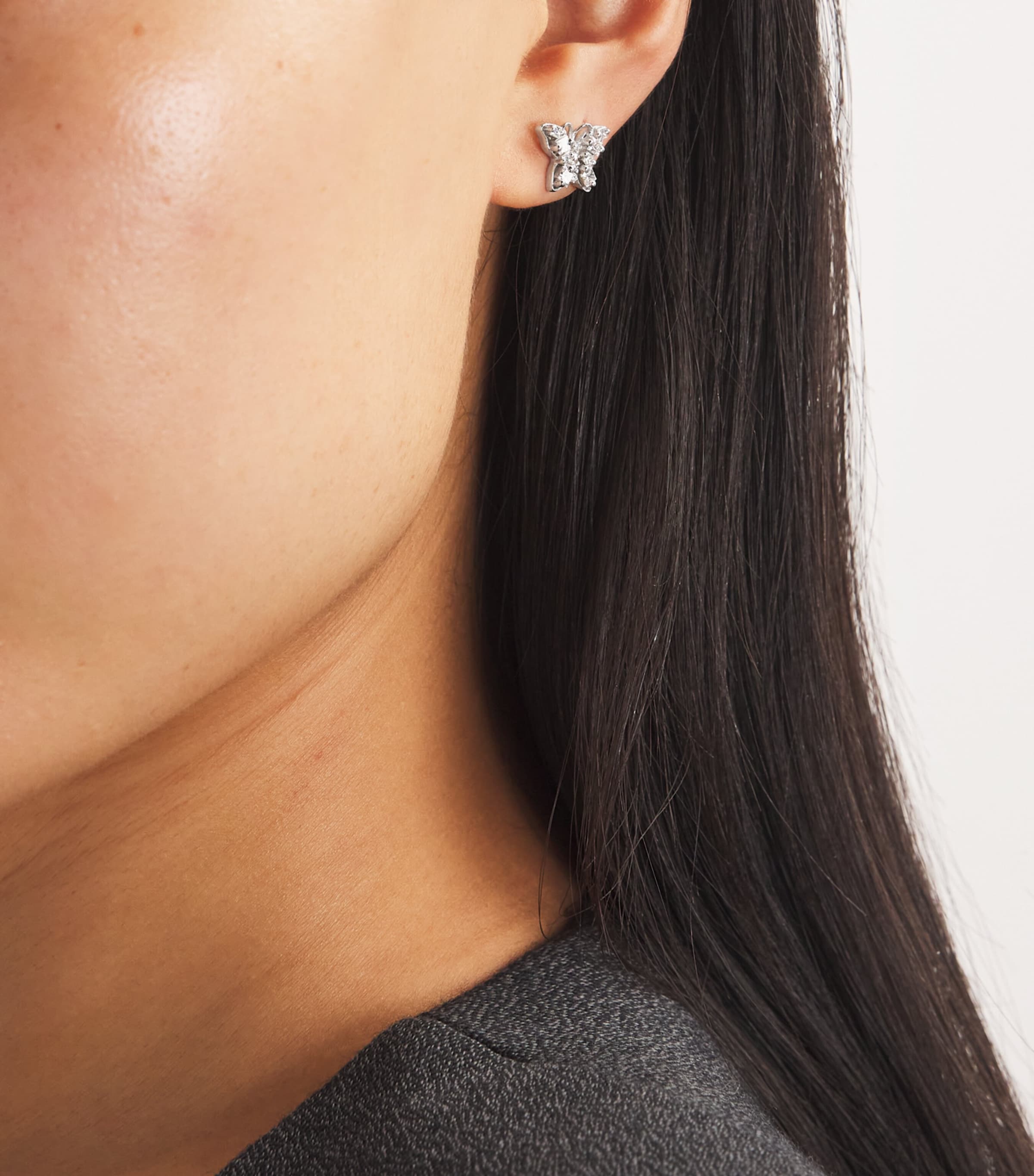 Suzanne Kalan White Gold and Diamond Princess Mini Butterfly Stud Earrings Wg/wd Image 2