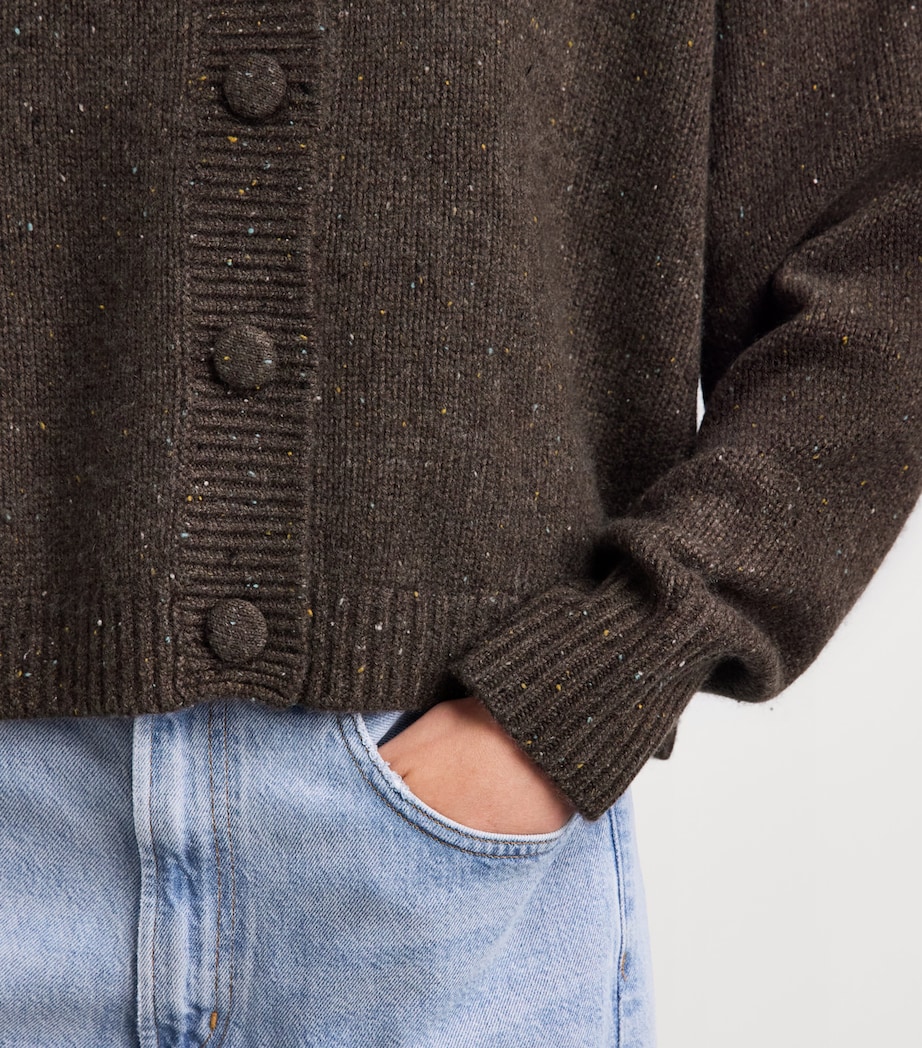 FRAME Womens The Cashmere Fleck Cardigan Brown Image 3