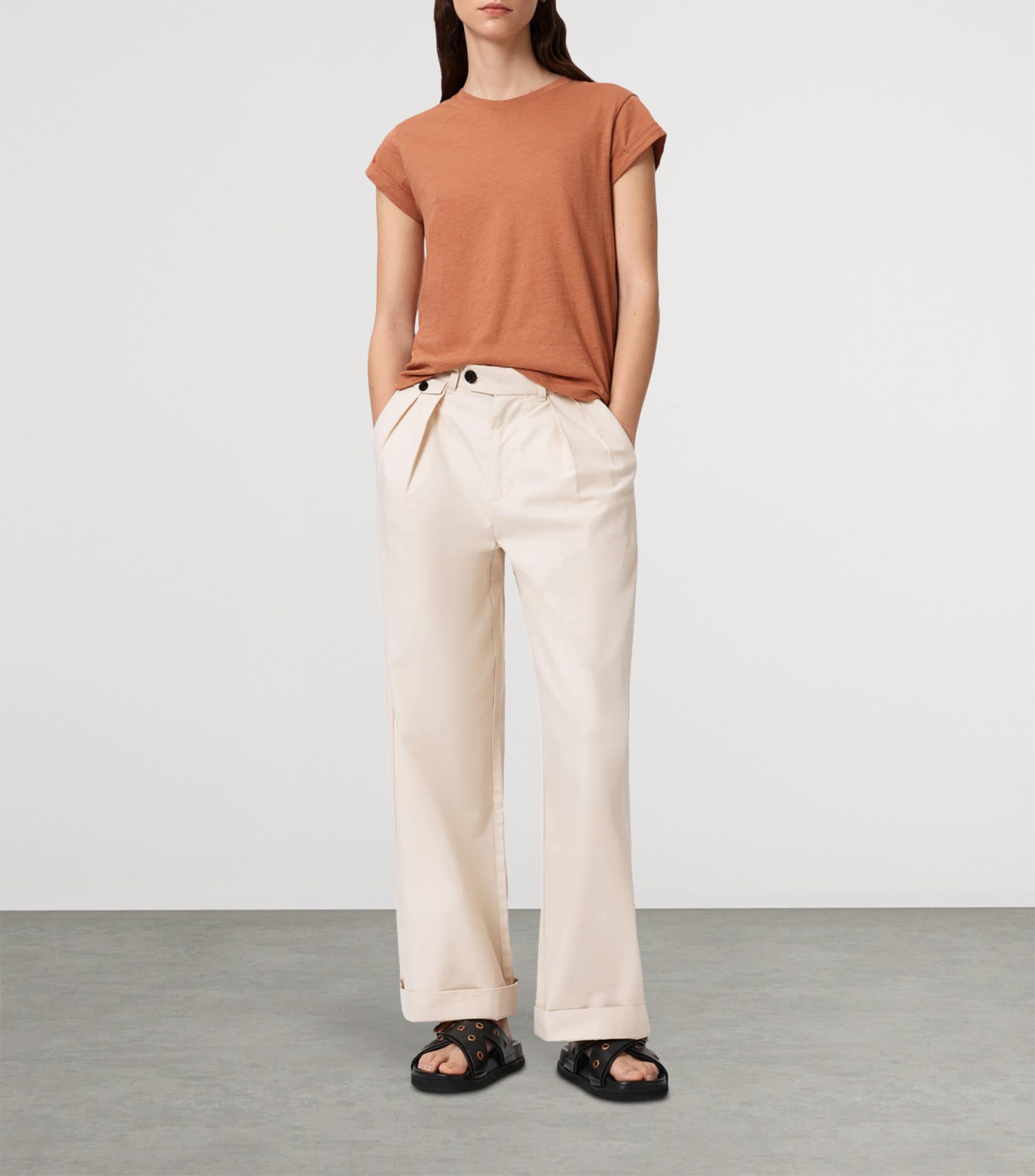 AllSaints Womens Organic Cotton Anna T-Shirt Pecan Brown Image 5