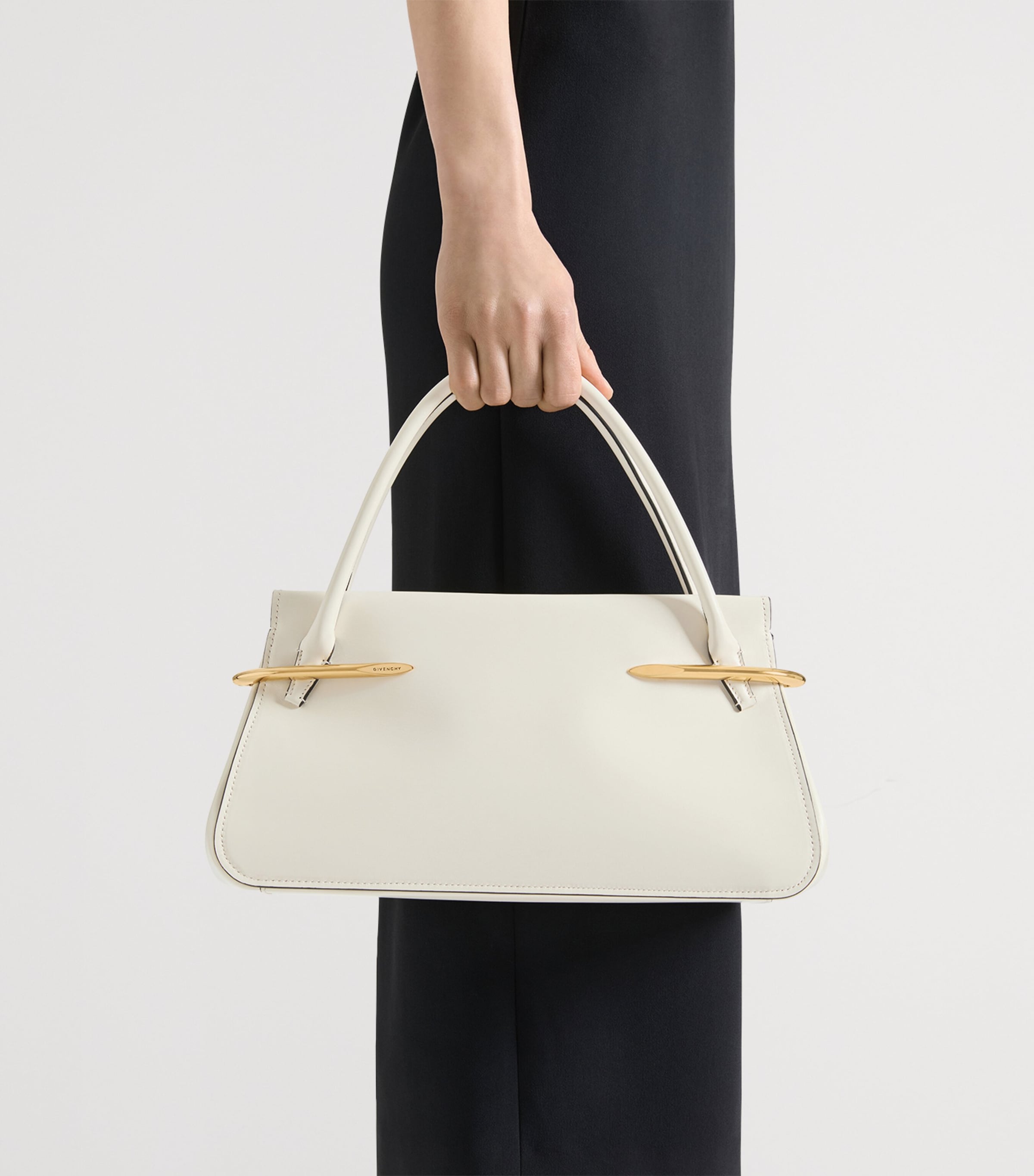 Givenchy Medium Leather Pinch Top-Handle Bag Ivory Image 2
