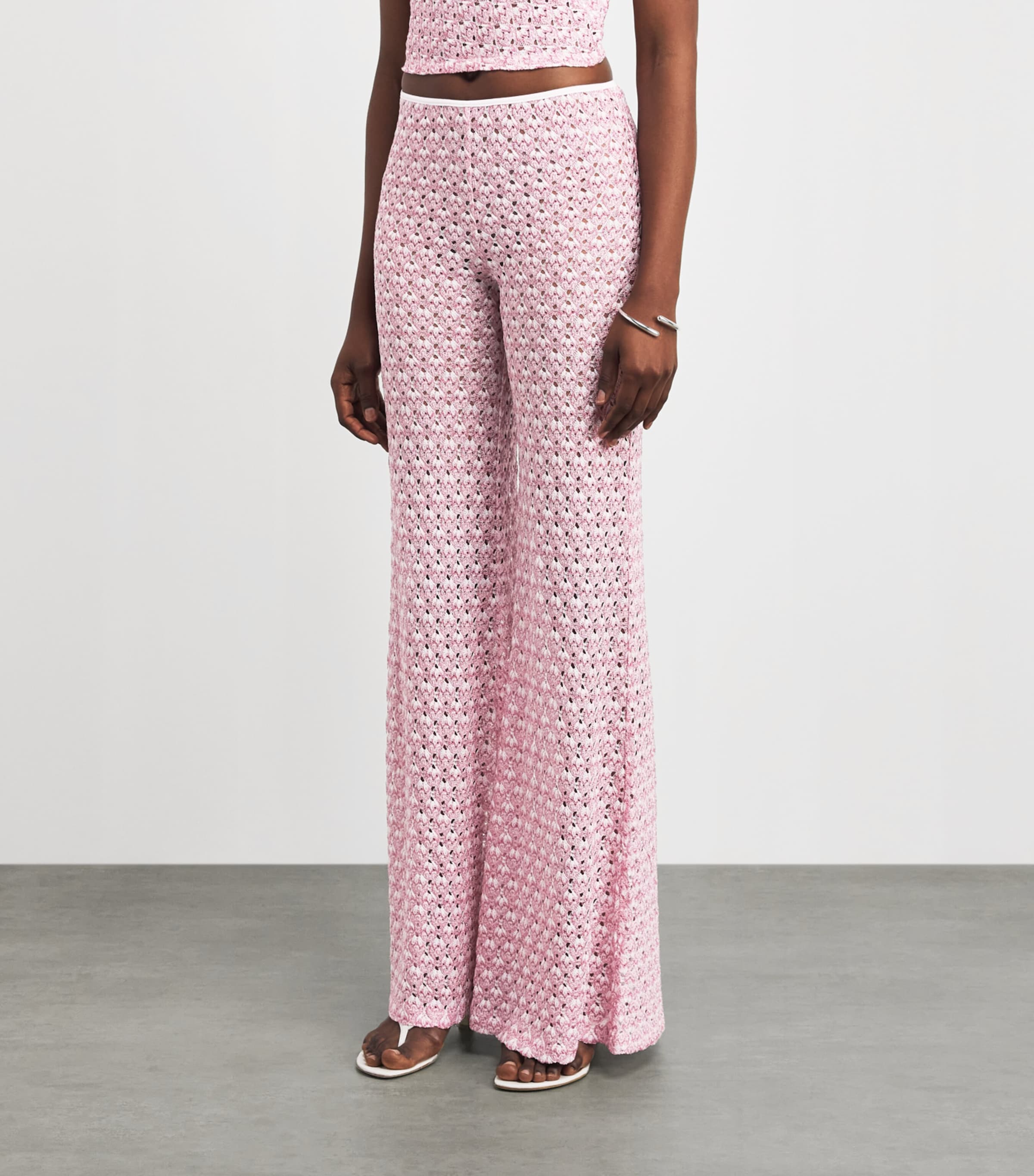 Missoni Womens Metallic Wide-Leg Trousers Pink Image 4