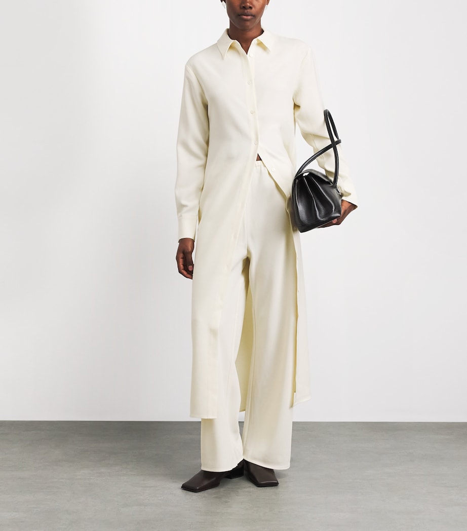 Almada Label Womens Satin Bea Wide-Leg Trousers Cream Image 2