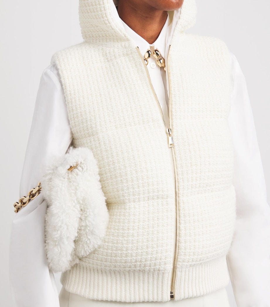 Wool-Silk-Cashmere-Blend Hooded Gilet 0142 BIANCO Image 6