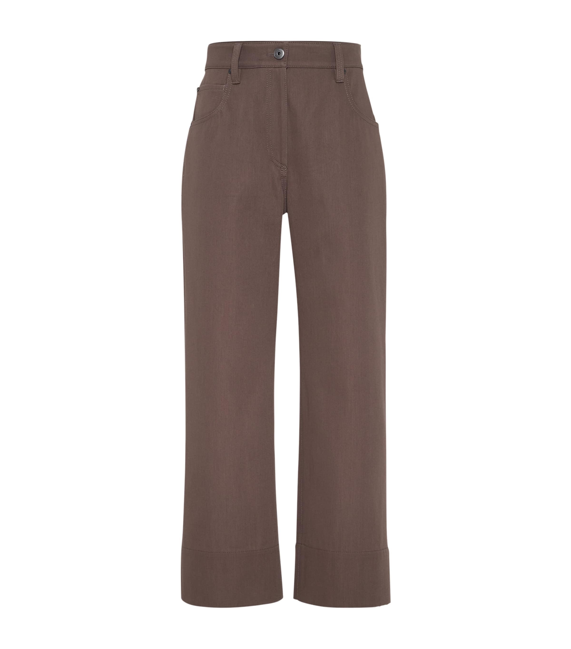 Brunello Cucinelli Cotton Moleskin Barrel Trousers In Brown