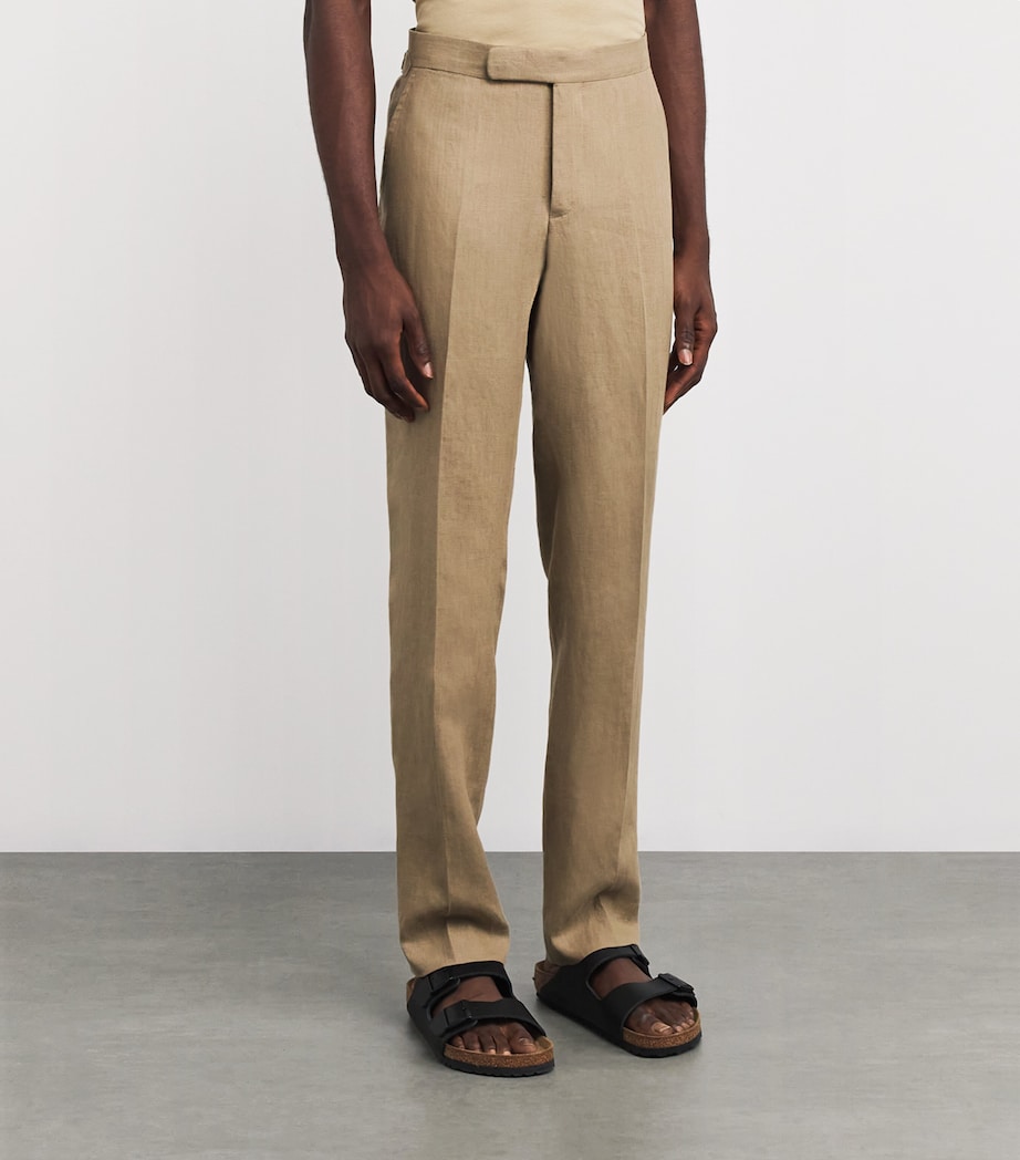 Linen Tailored Trousers KHAKI Image 3