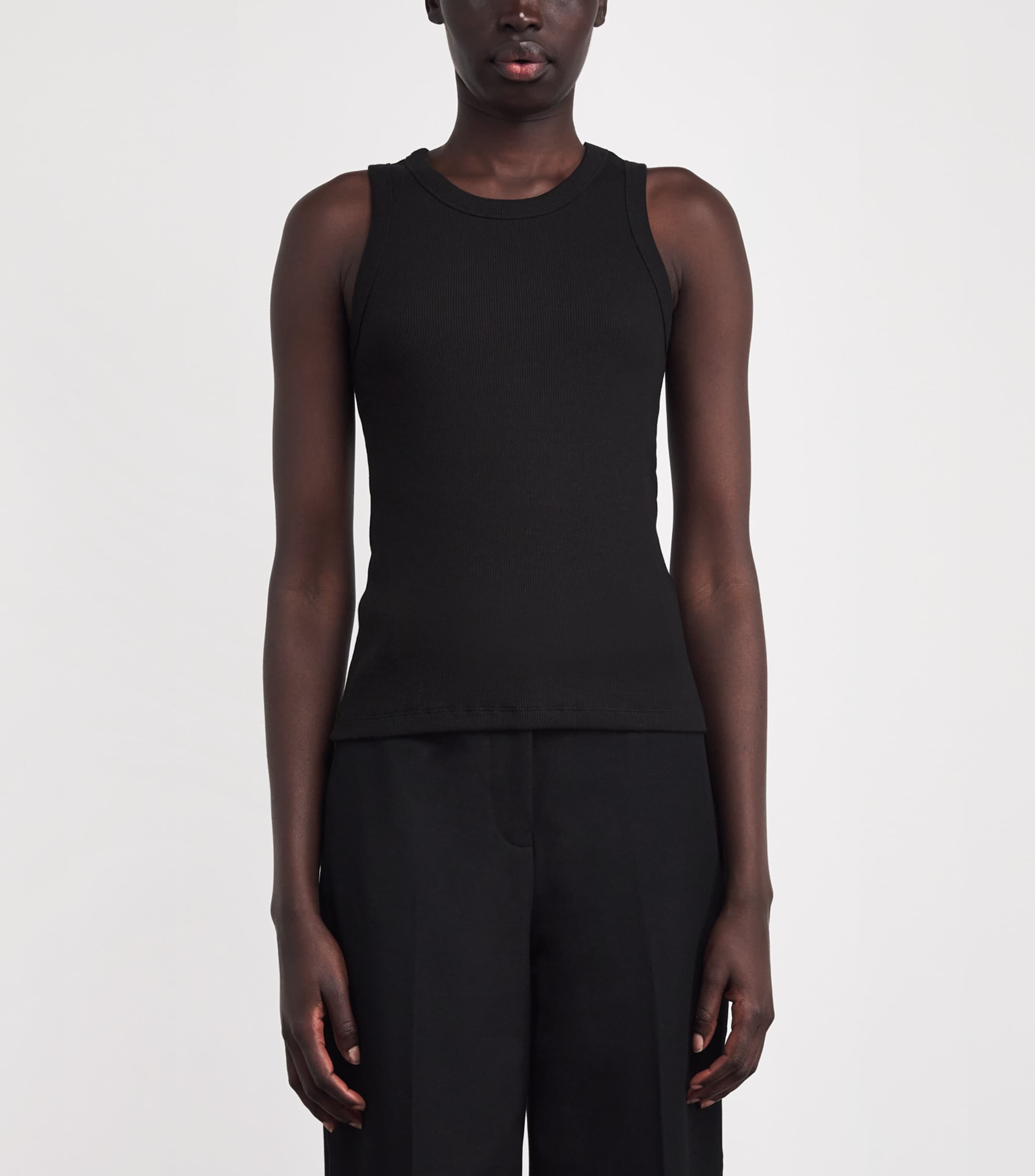 Stretch-Cotton Yeux Tank Top BLACK Image 3