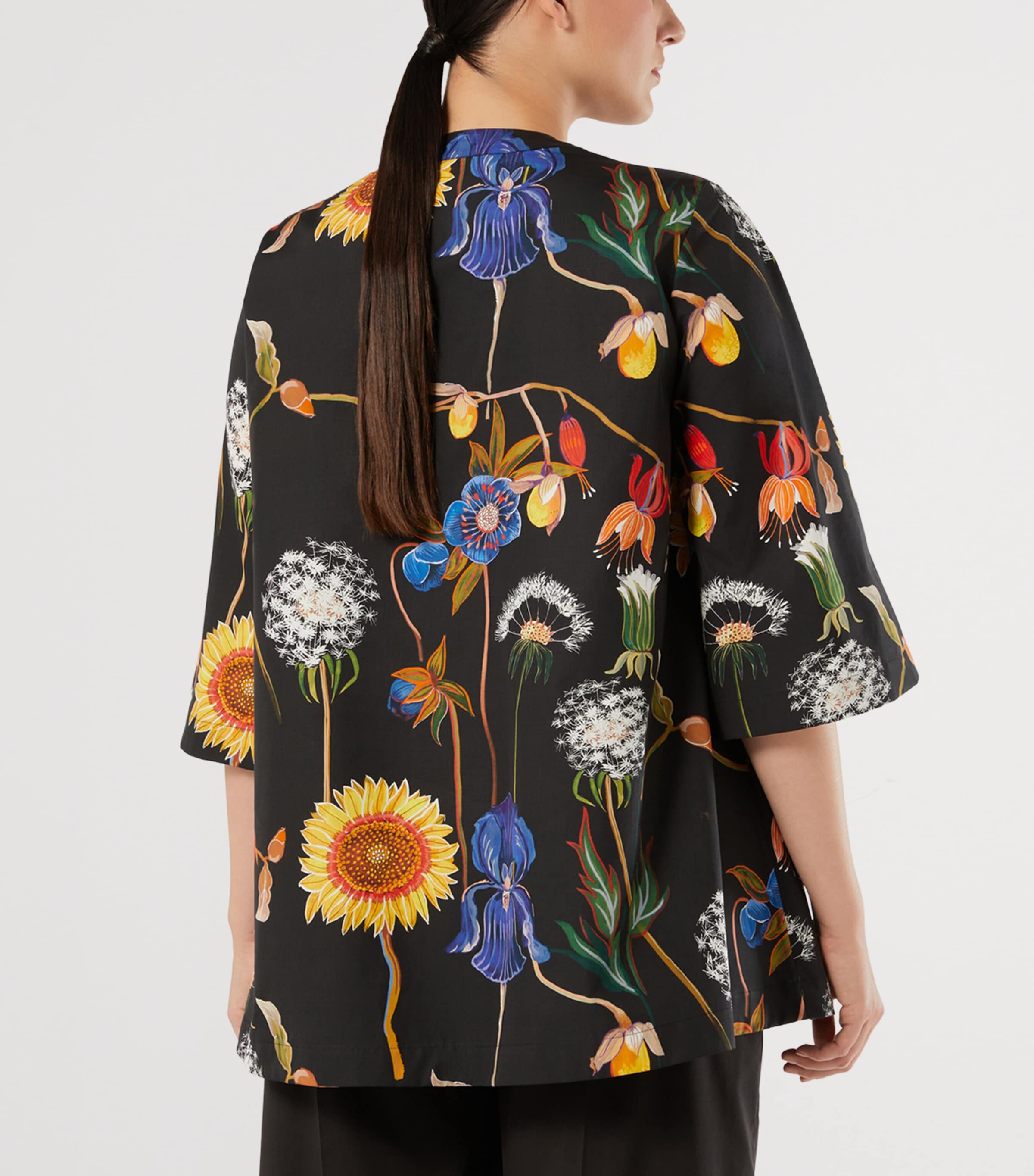 Marina Rinaldi Womens Cotton Floral Tunic Shirt Black Image 4