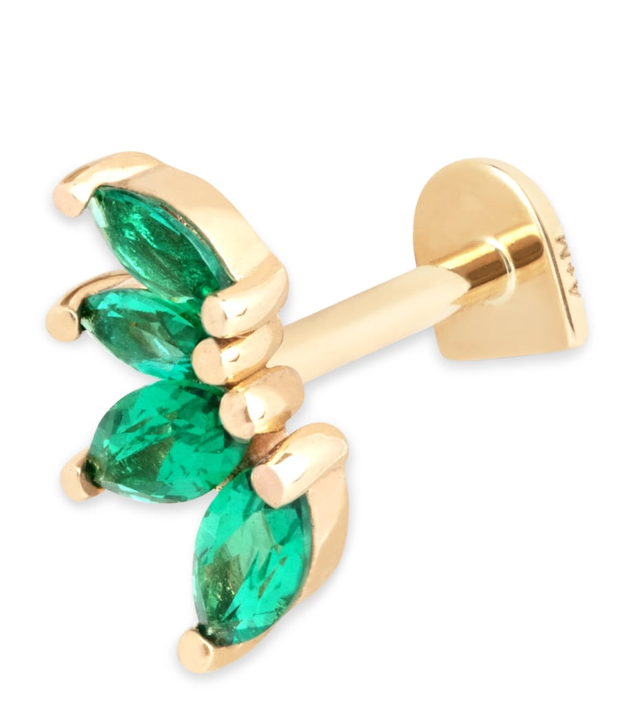 Yellow Gold and Emerald Stack Single Stud Earring GOLD Image 1
