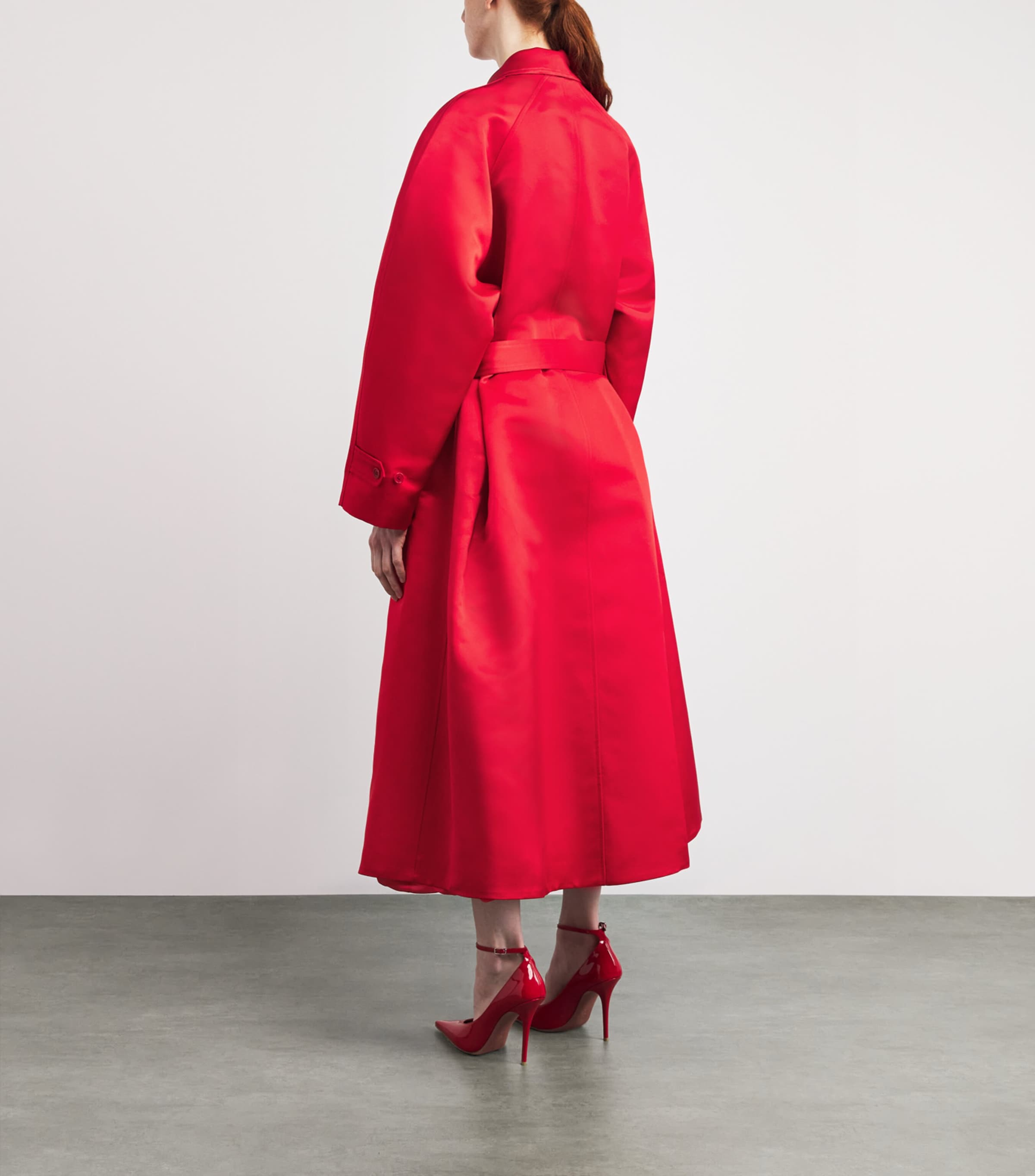 Duchesse Satin Koharu Car Coat BRIGHT RED Image 4