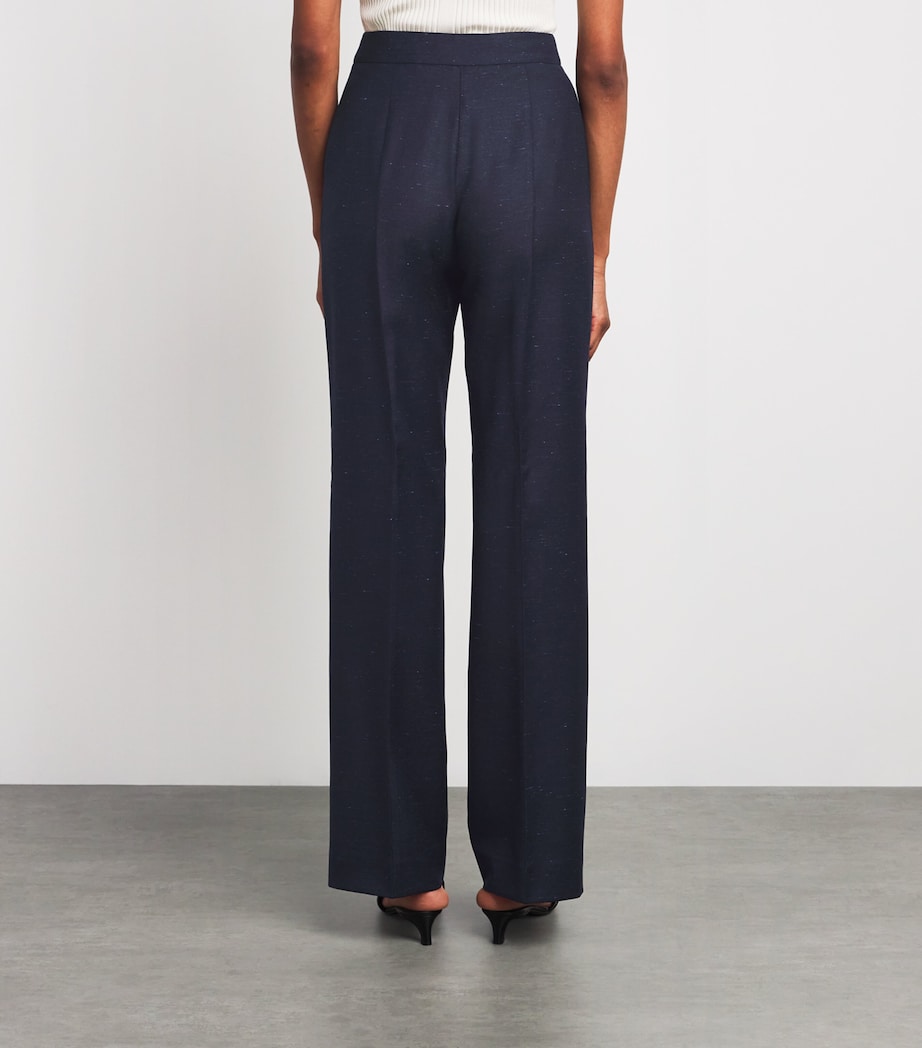 Wool-Blend Tailored Trousers DRK NAVY W LGHT BLUE Image 4