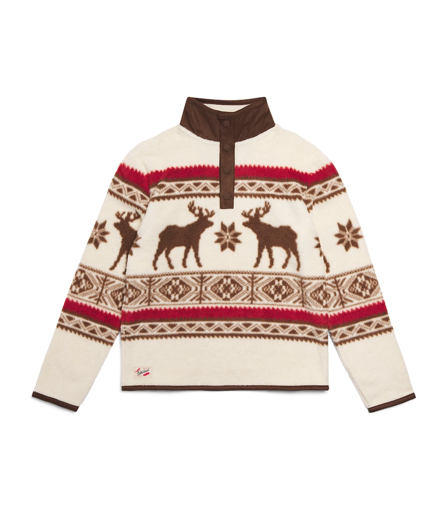 Teddy Fleece Elk-Print Pullover (6-14 Years) MULTI Image 1