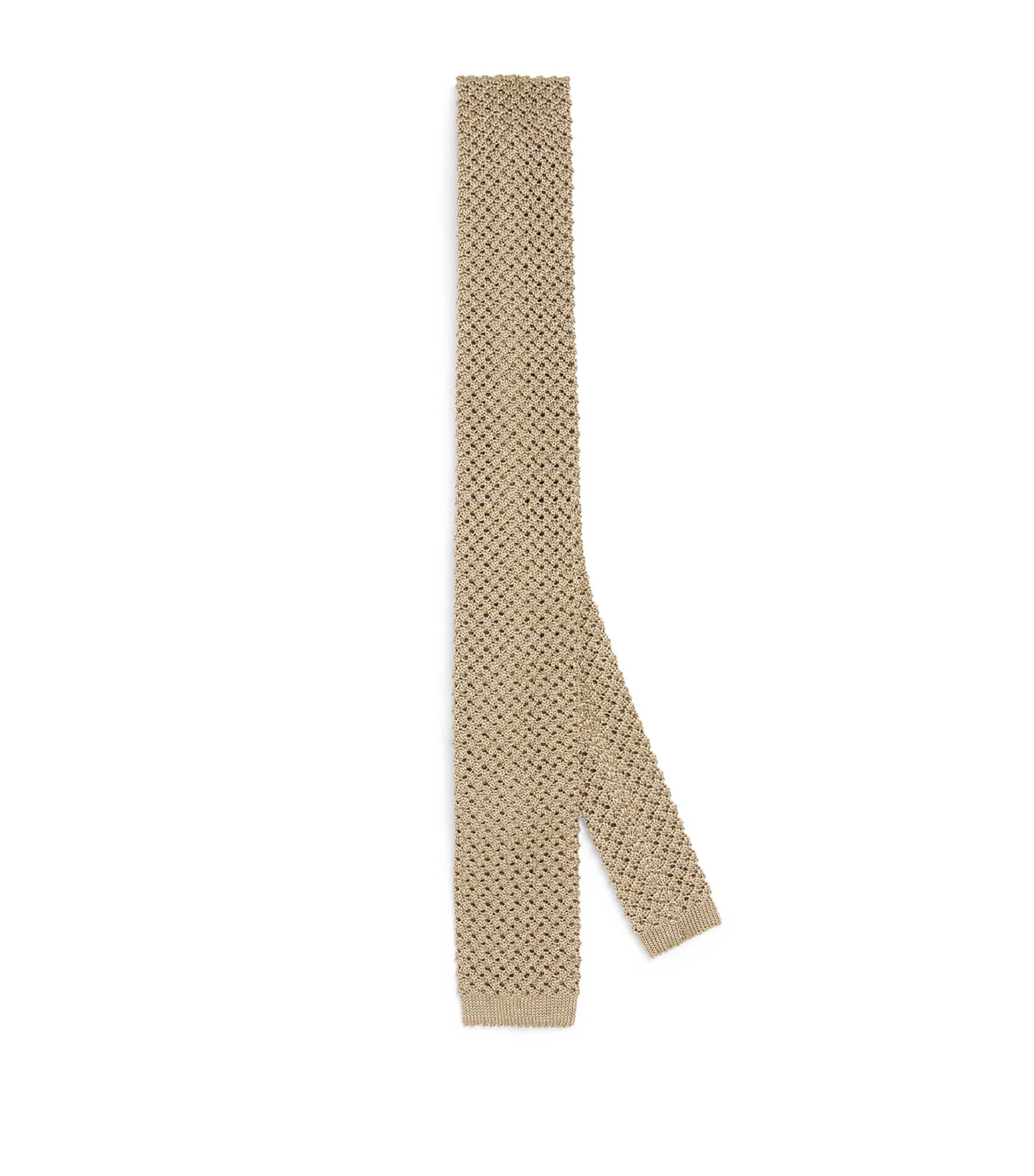 Emporio Armani Silk Crochet Tie In White