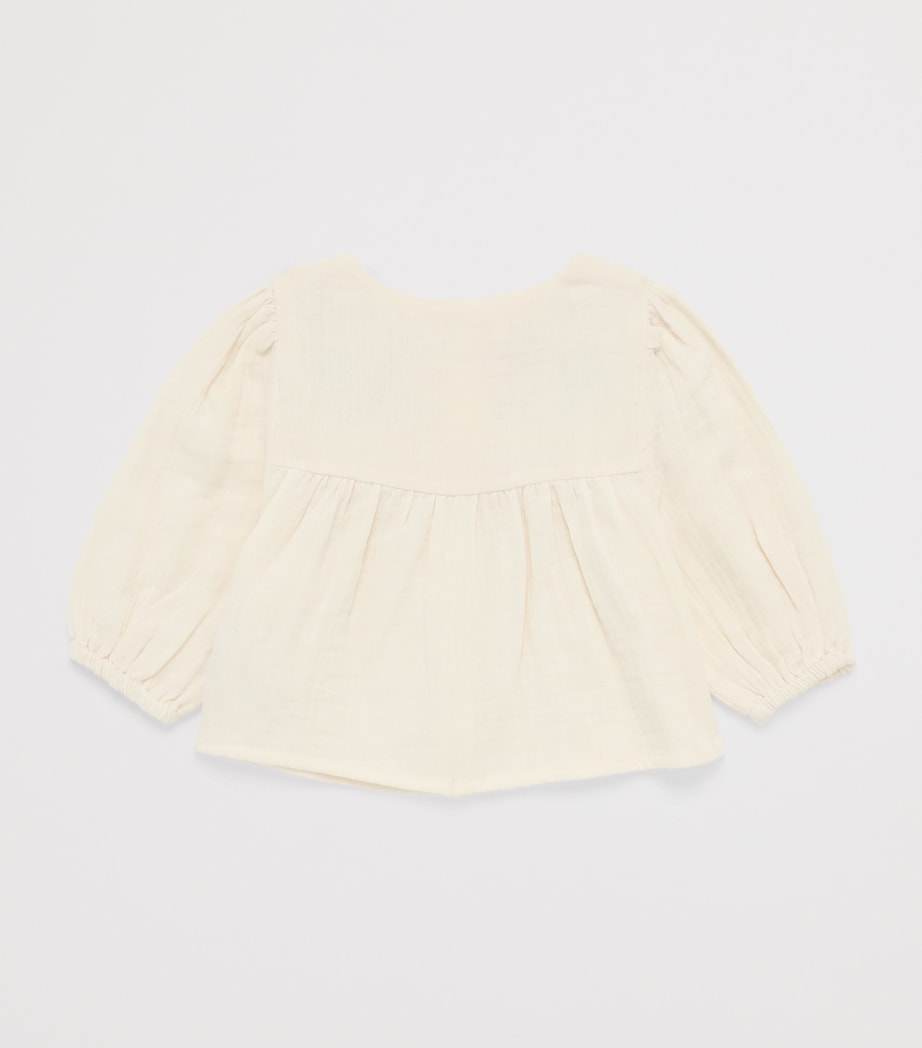 Louise Misha Cotton Embroidered Kirstin Blouse (6-24 Months) Cream Image 2