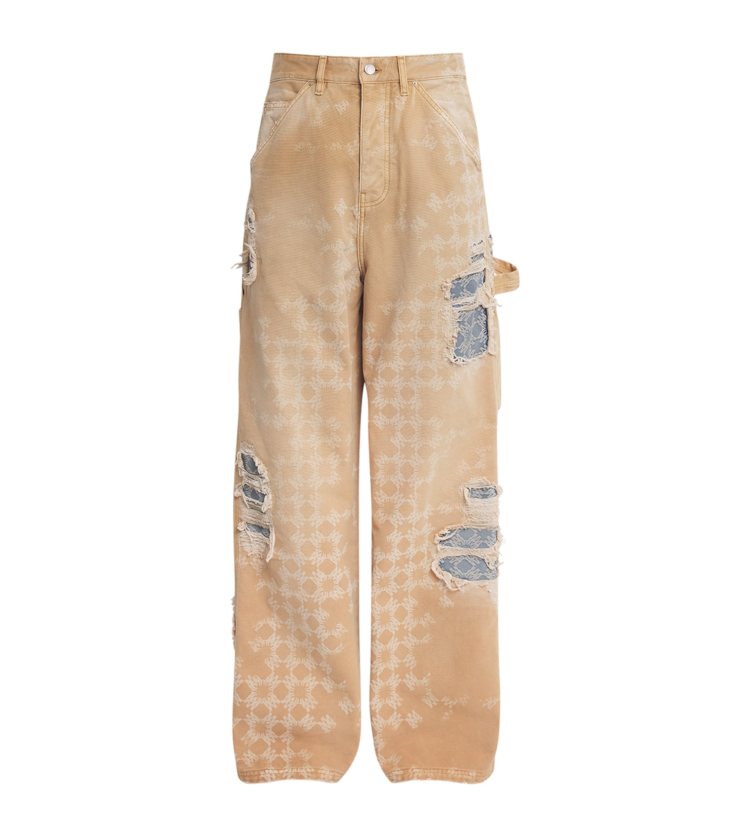 AMIRI Mens Distressed Repair Jeans Camel Image 1