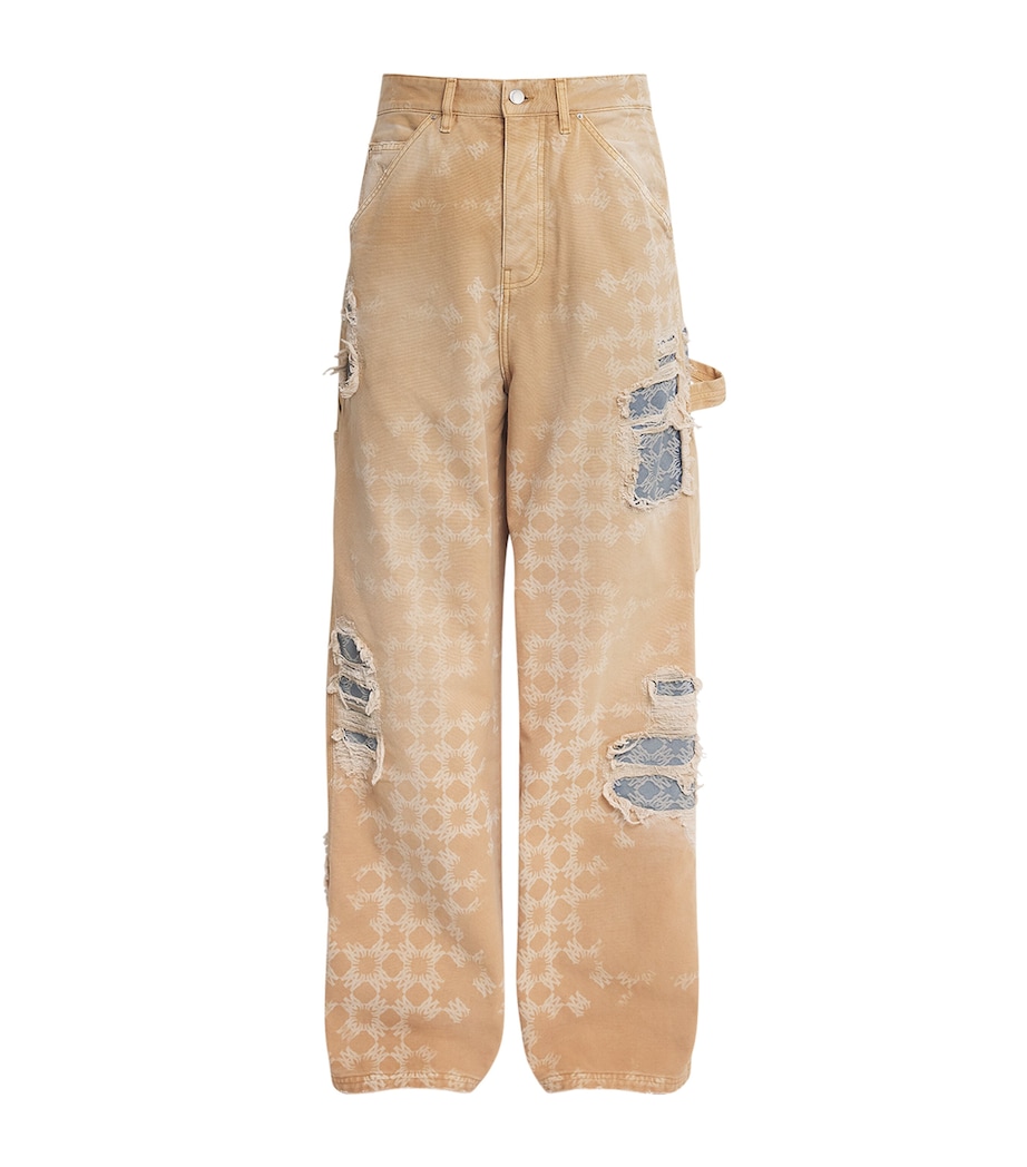 AMIRI Mens Distressed Repair Jeans Camel Image 1