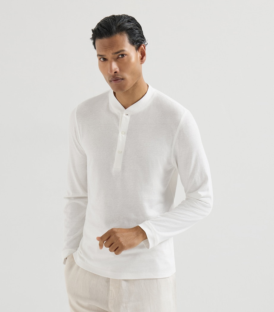 Brunello Cucinelli Mens Linen-Cotton Long-Sleeve T-Shirt Image 3