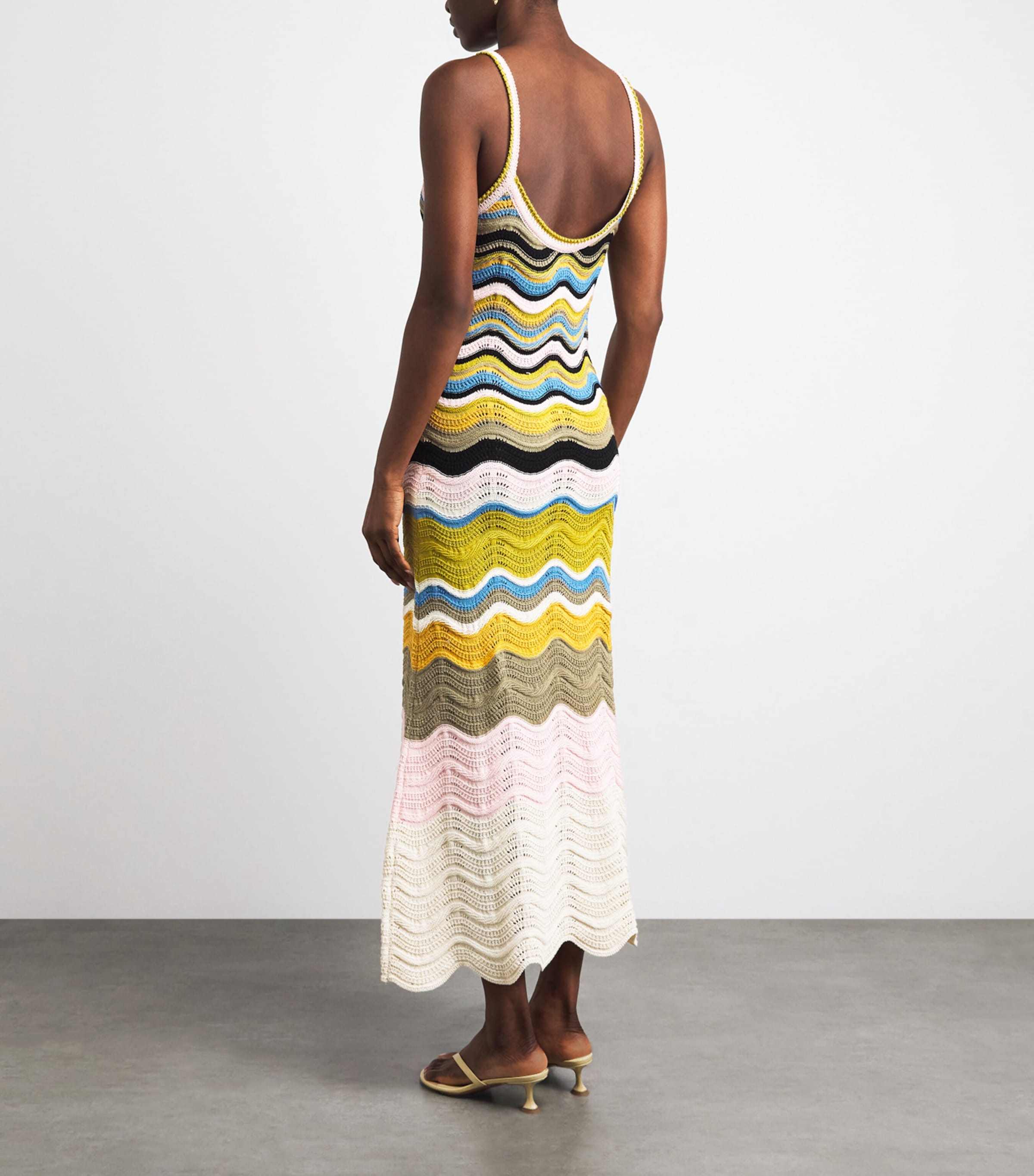La Doublej Womens Cotton Knitted Chevron Midi Dress Mltclr Image 4