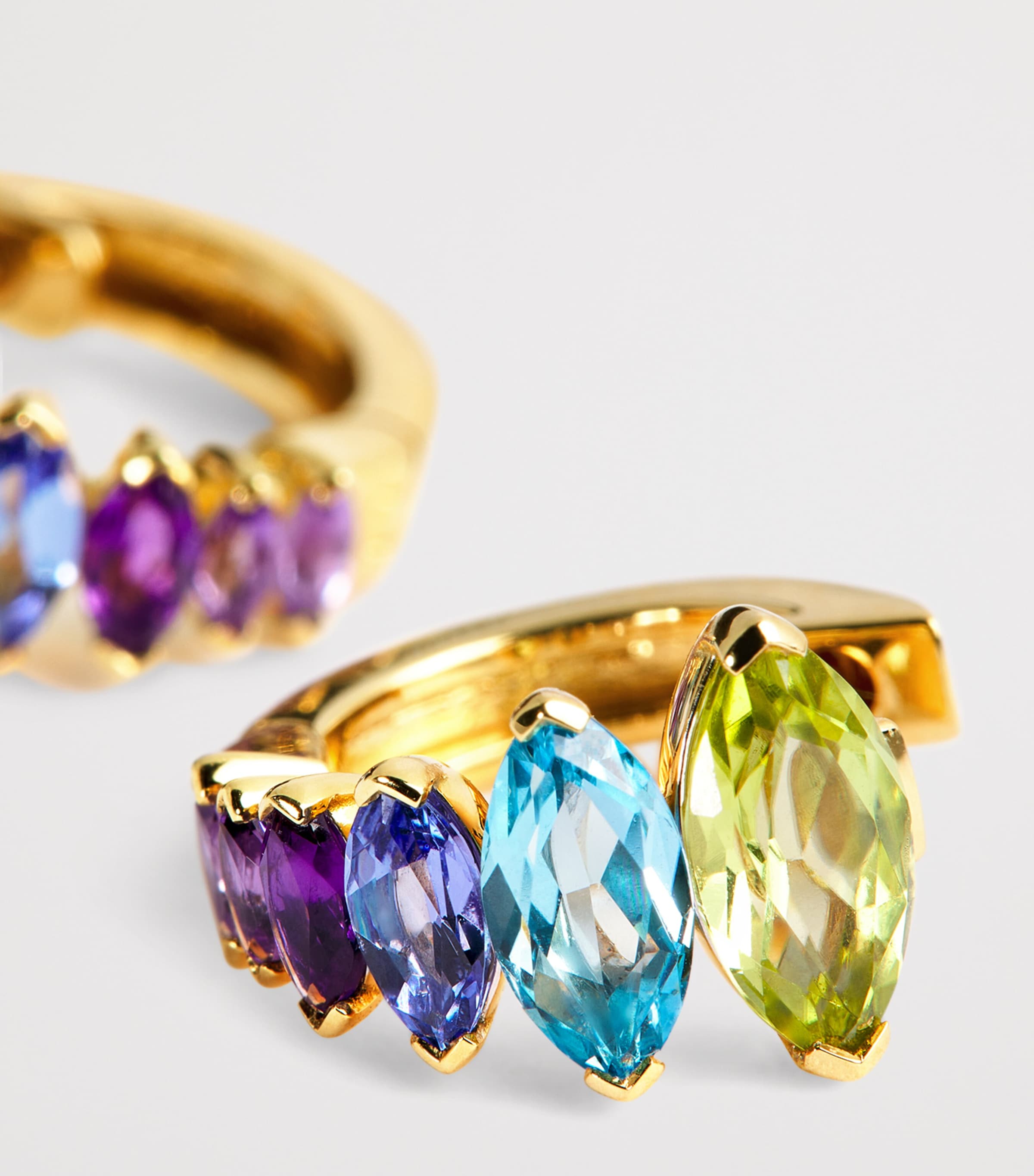 Yellow Gold, Peridot, Topaz and Amethyst Arashi Huggie Hoops YELLOW GOLD Image 5