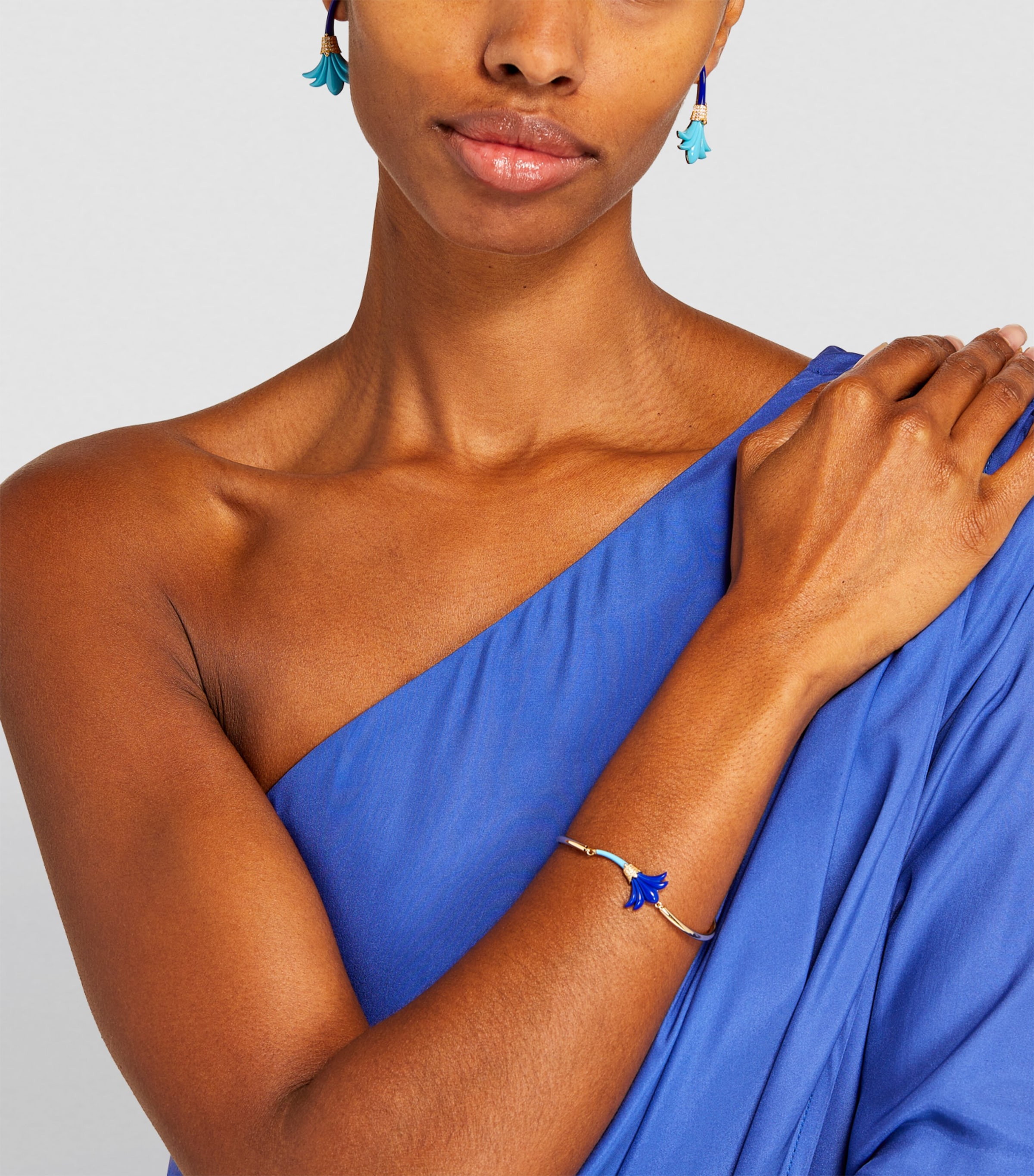 L'ATELIER NAWBAR Yellow Gold, Diamond, Turquoise and Lapis Psychedeliah Earrings Turquoise Image 4